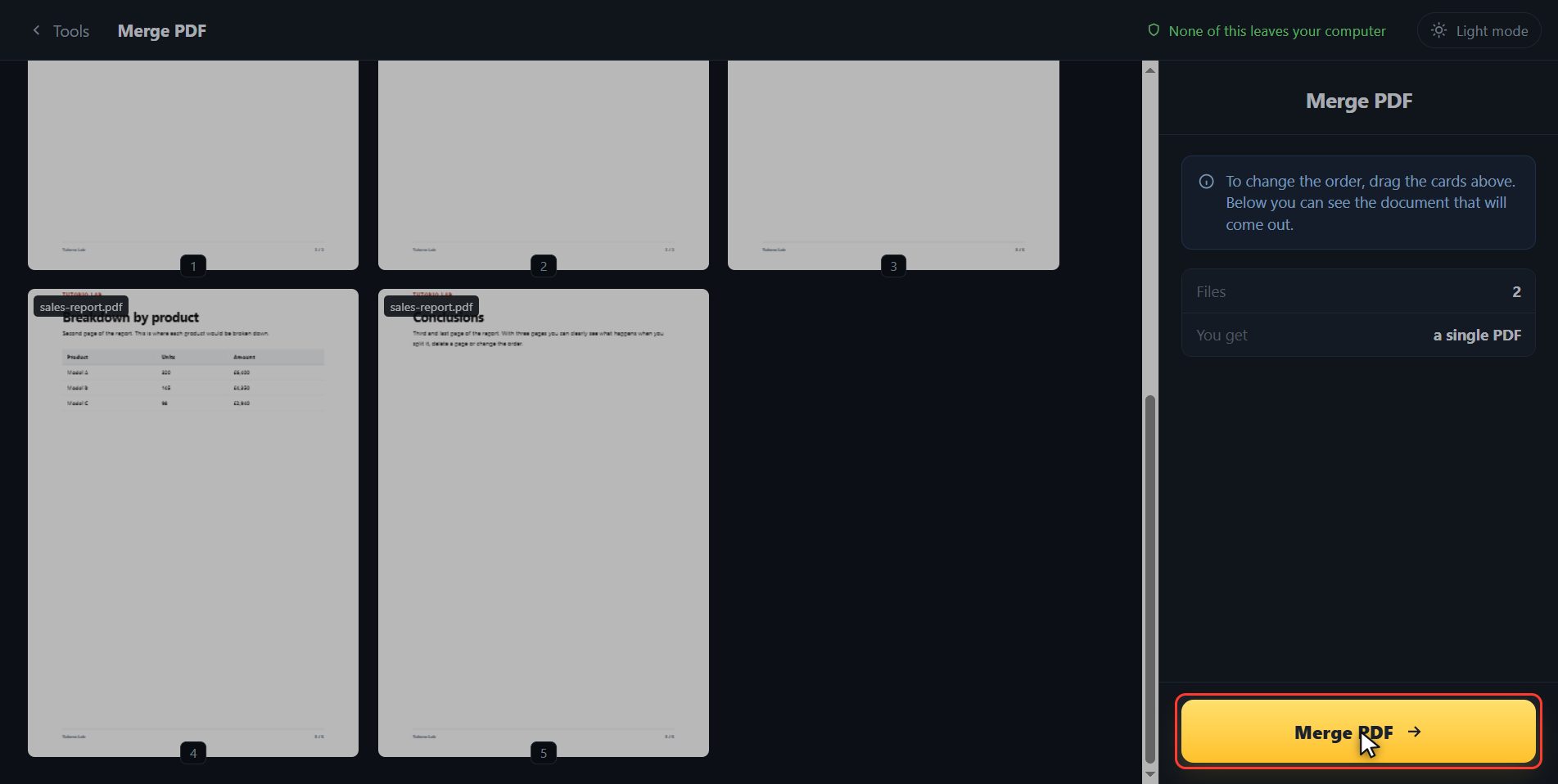 Click "Merge PDF" — How to merge several PDFs into one
