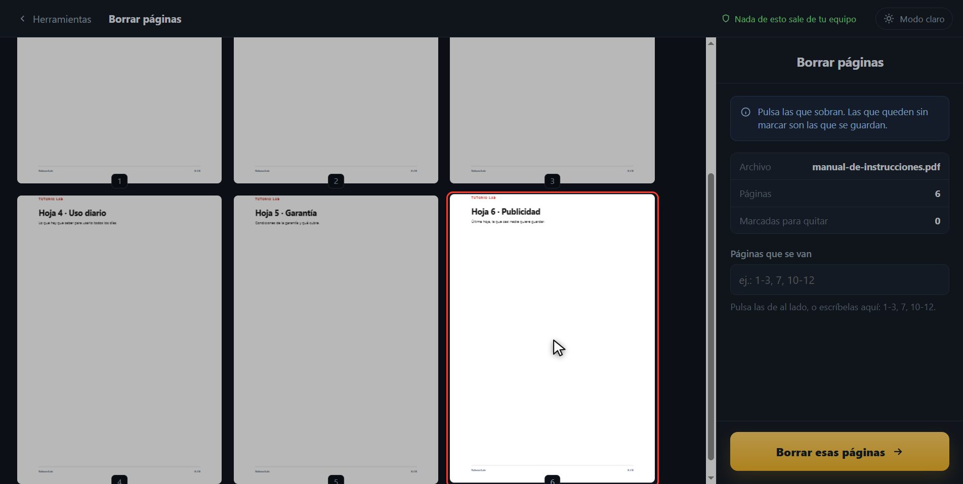 Pulsa las que sobran — Cómo borrar páginas de un PDF