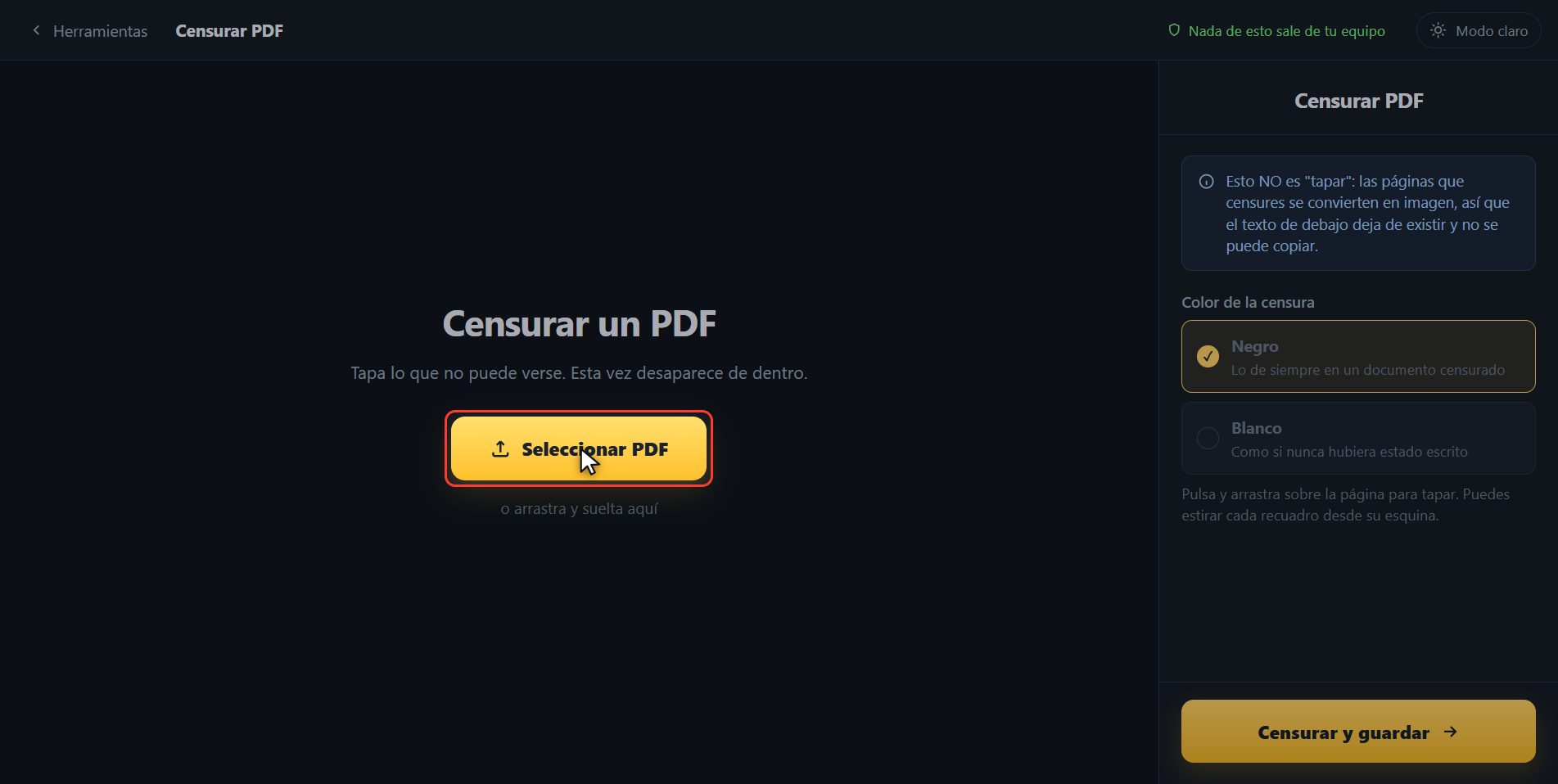 Mete tu PDF — Cómo tachar datos en un PDF de verdad