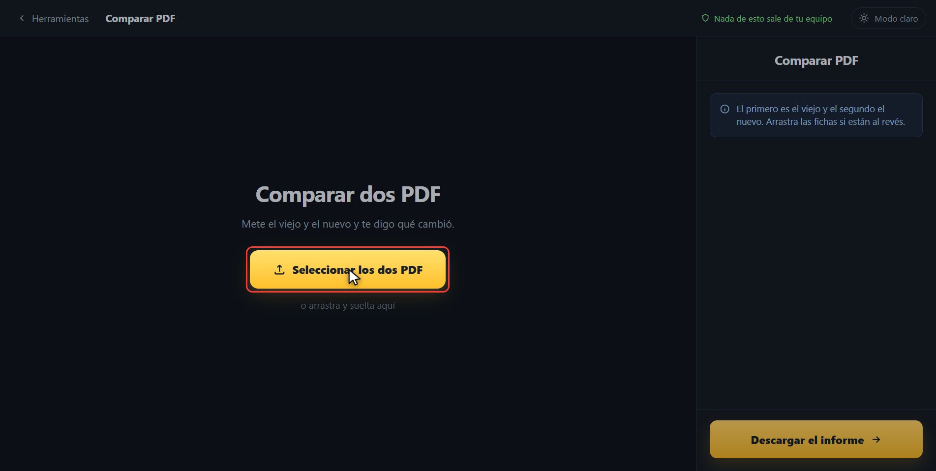 Mete los dos PDF — Cómo comparar dos PDF y ver qué cambió