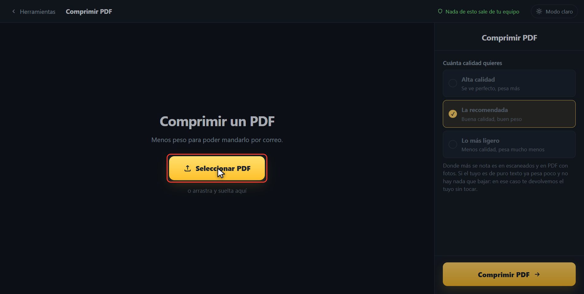 Mete tu PDF — Cómo hacer que un PDF pese menos