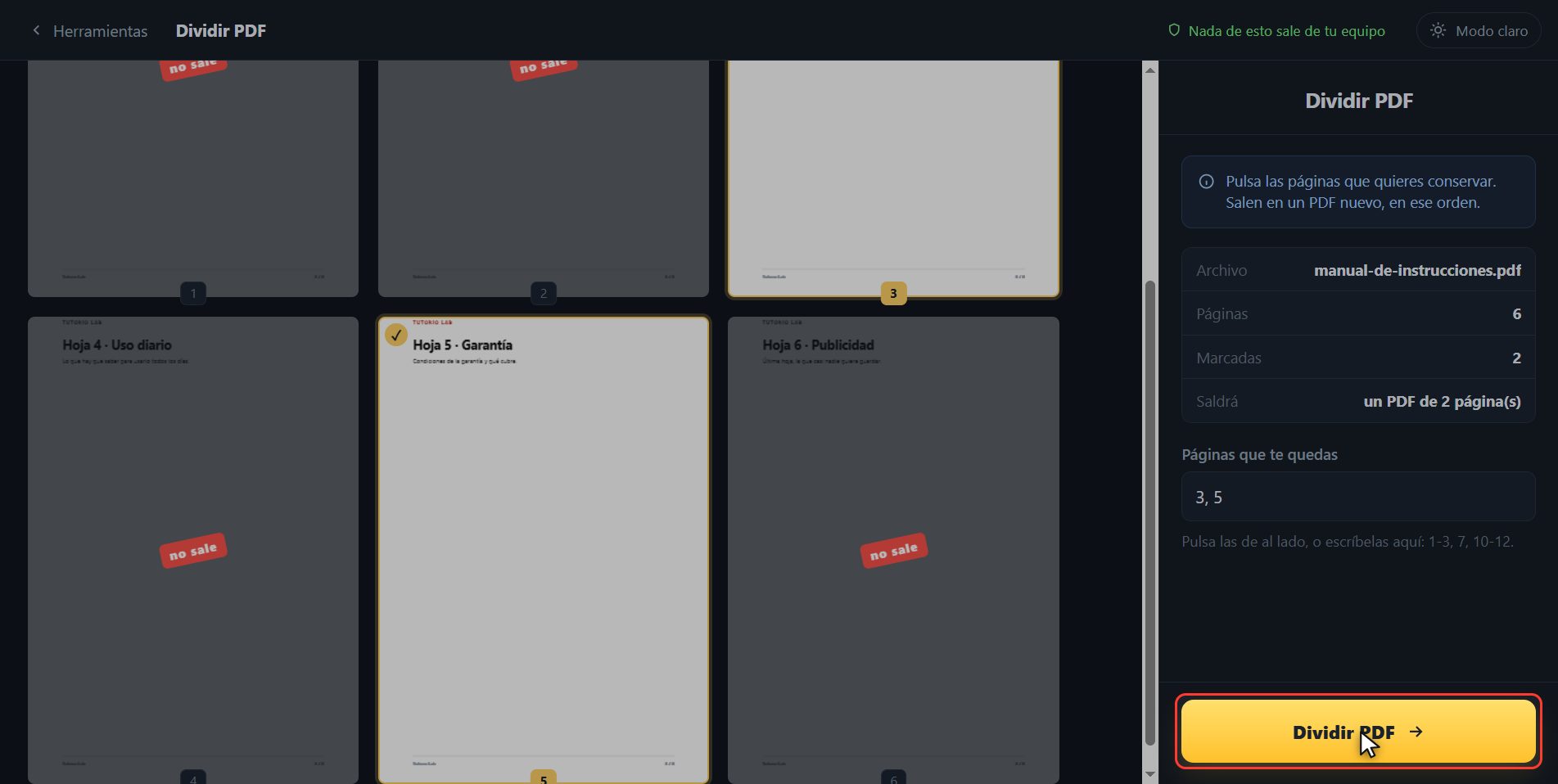 Guárdalas — Cómo sacar páginas sueltas de un PDF