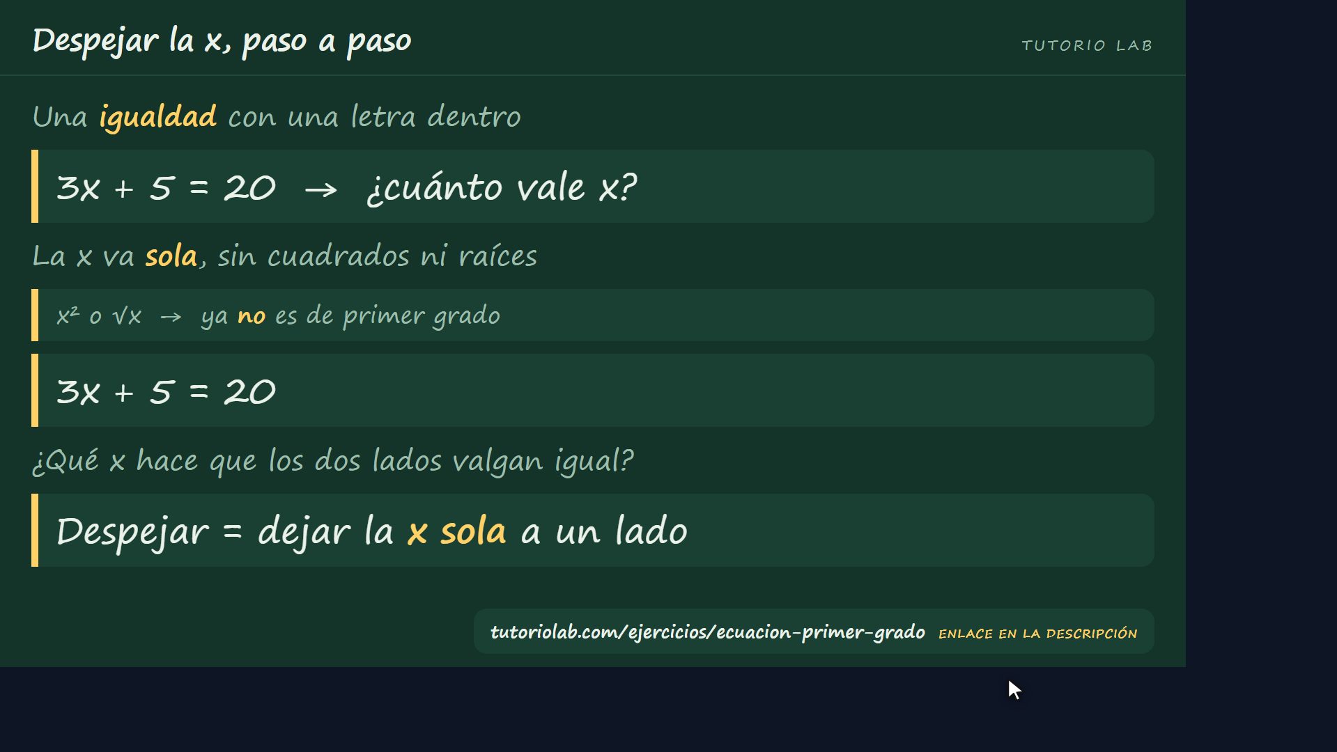 Qué es y qué es despejar — Despejar la x, paso a paso