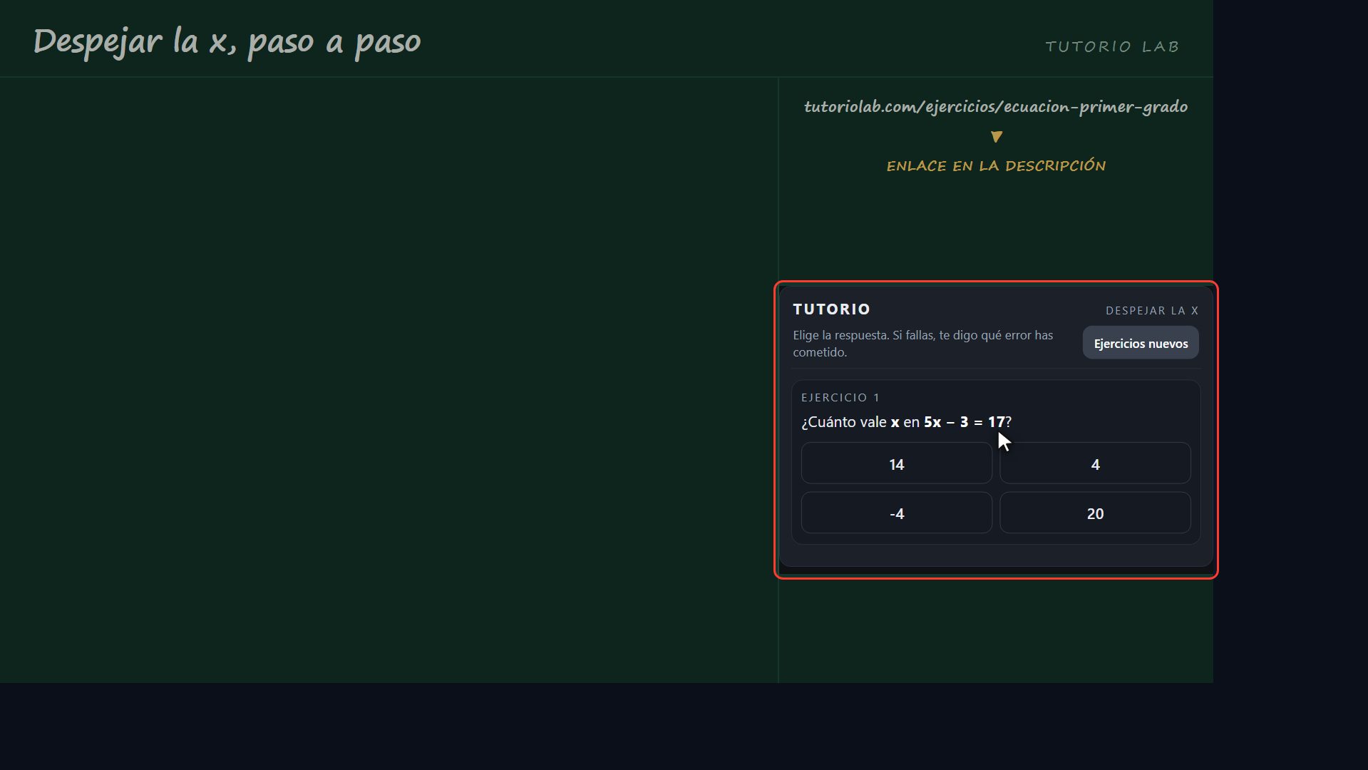 Practica gratis — Despejar la x, paso a paso