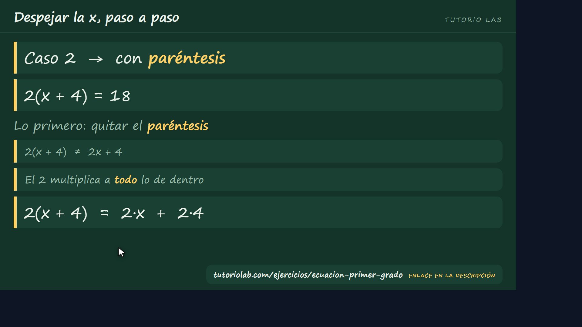Con paréntesis — Despejar la x, paso a paso