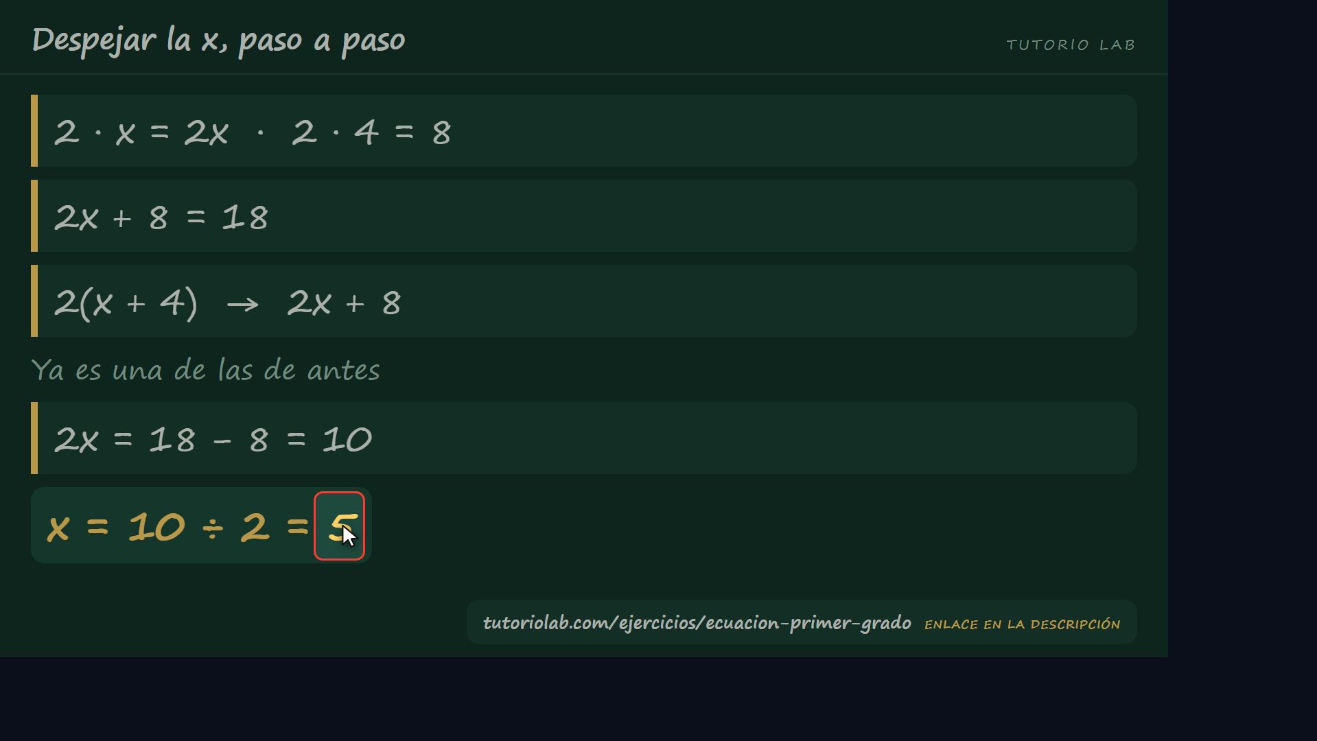 Repartir y resolver — Despejar la x, paso a paso