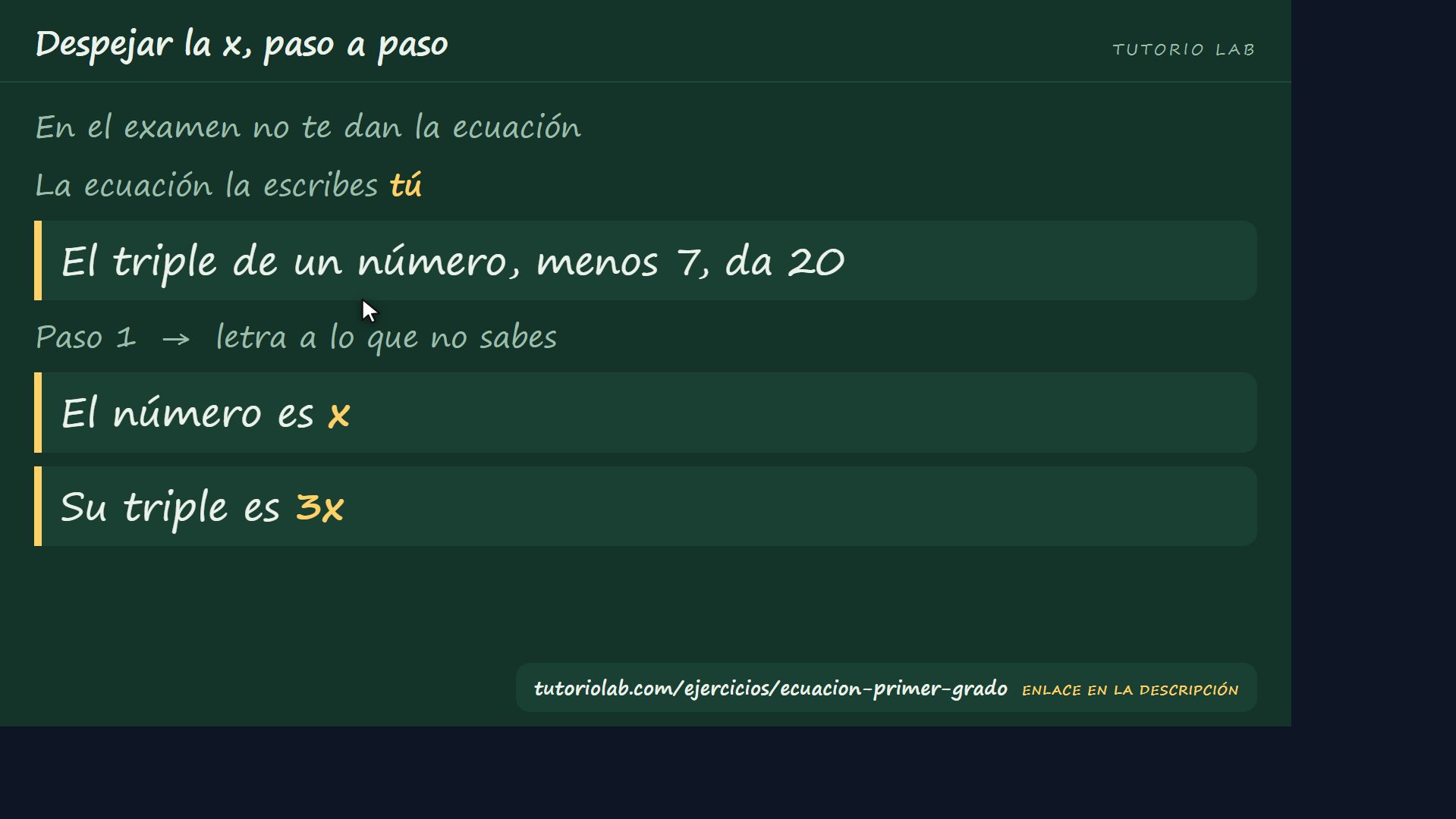 Un problema de examen — Despejar la x, paso a paso
