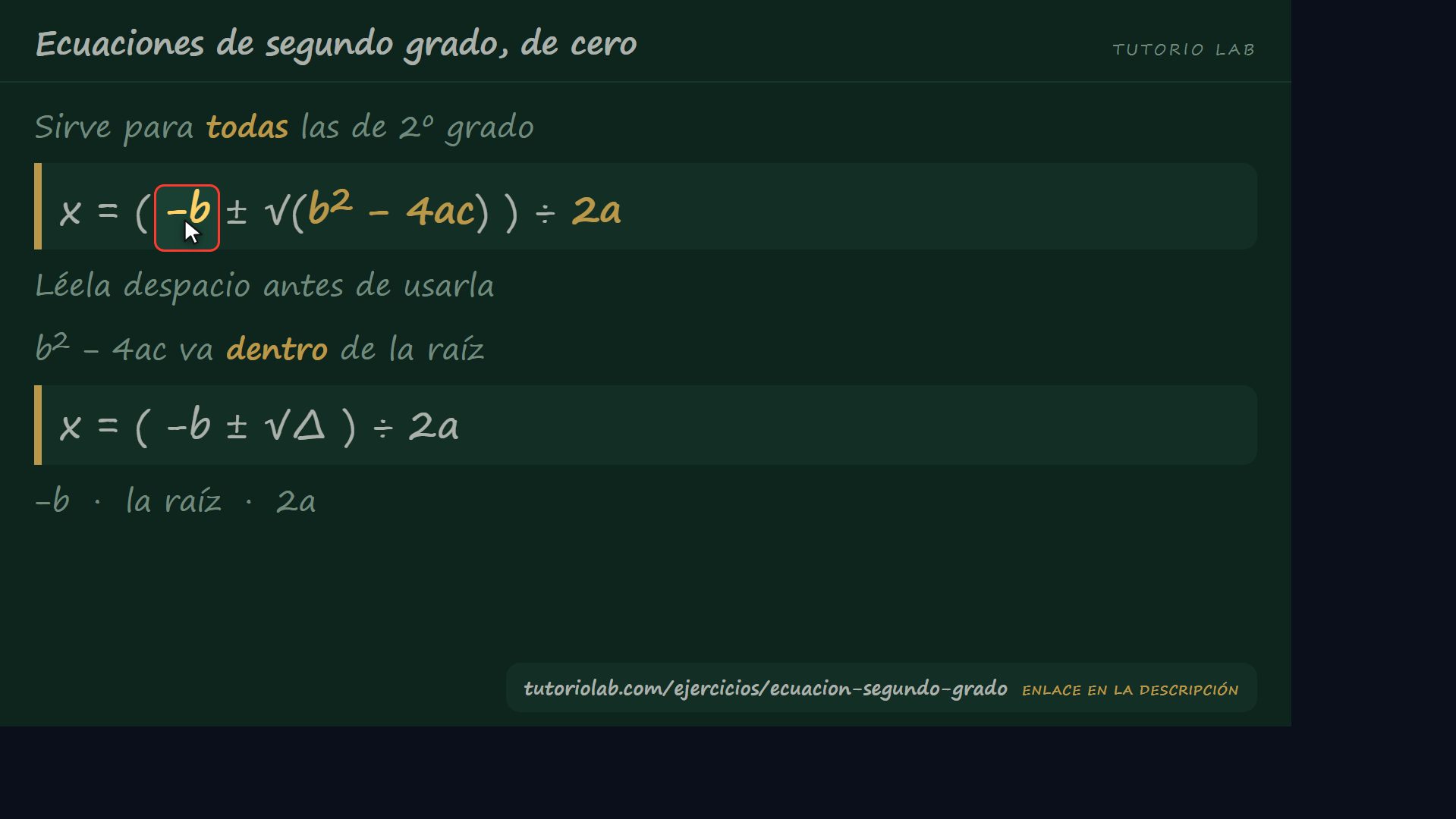 La fórmula general — Ecuaciones de segundo grado, de cero