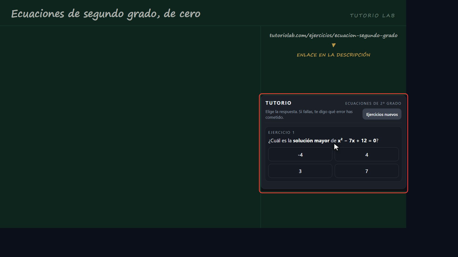 Practica gratis — Ecuaciones de segundo grado, de cero