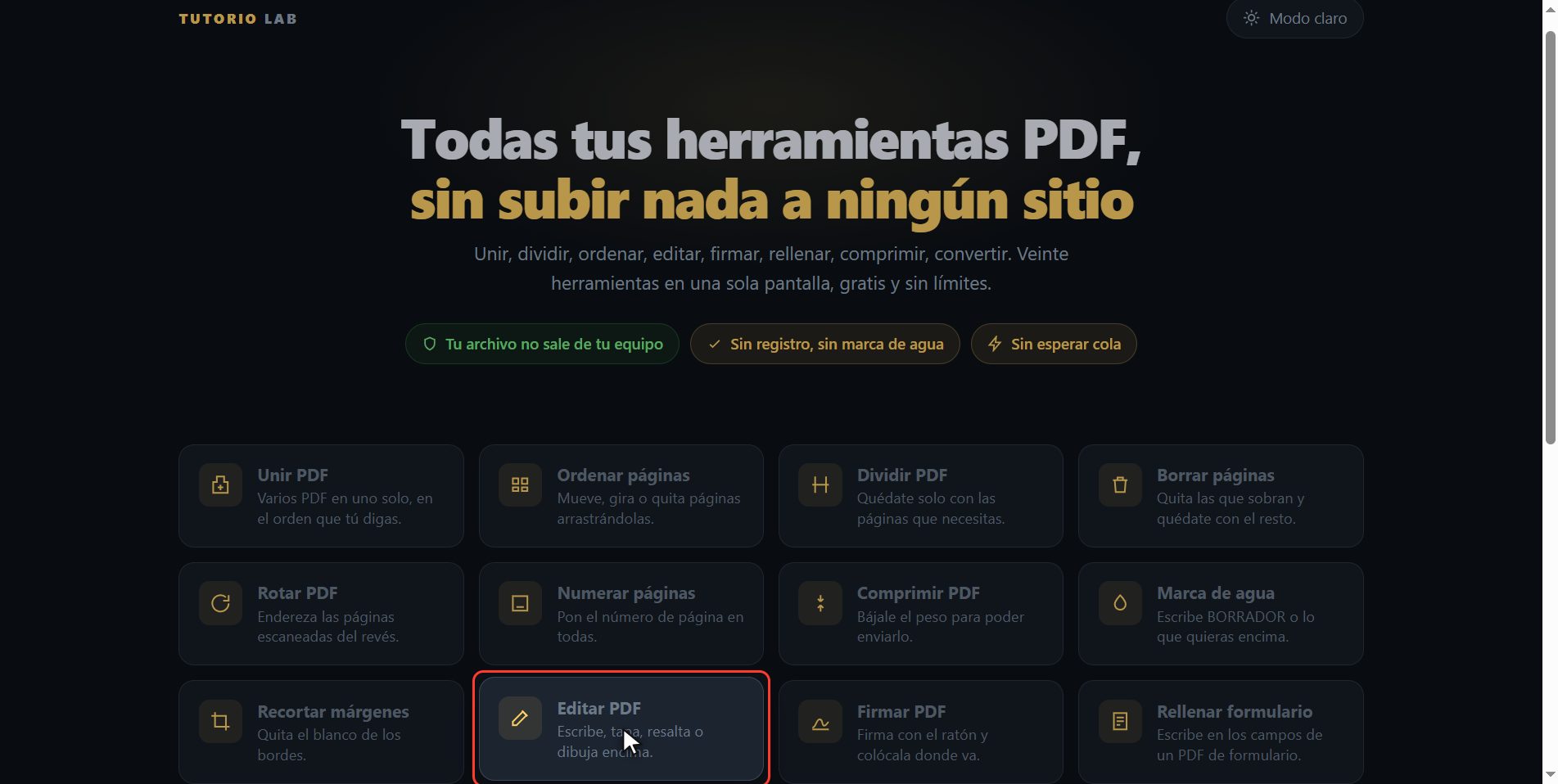 Pulsa "Editar PDF" — Cómo escribir en un PDF