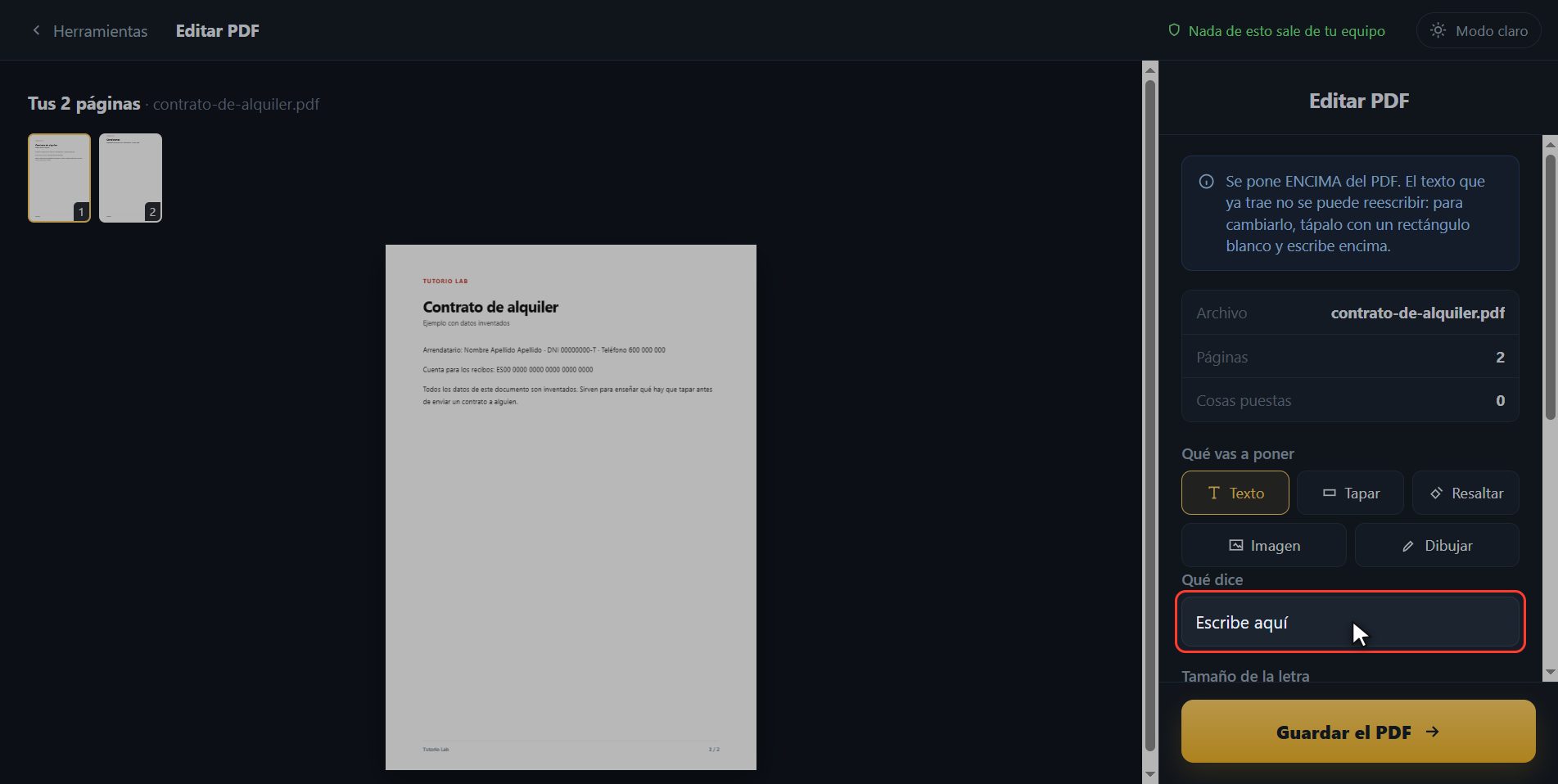 Escribe donde quieras — Cómo escribir en un PDF