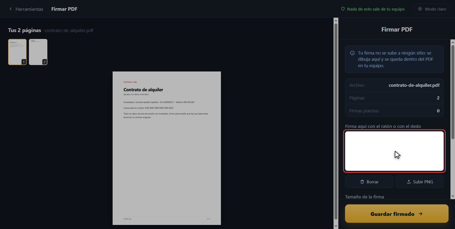 Dibuja tu firma — Cómo firmar un PDF