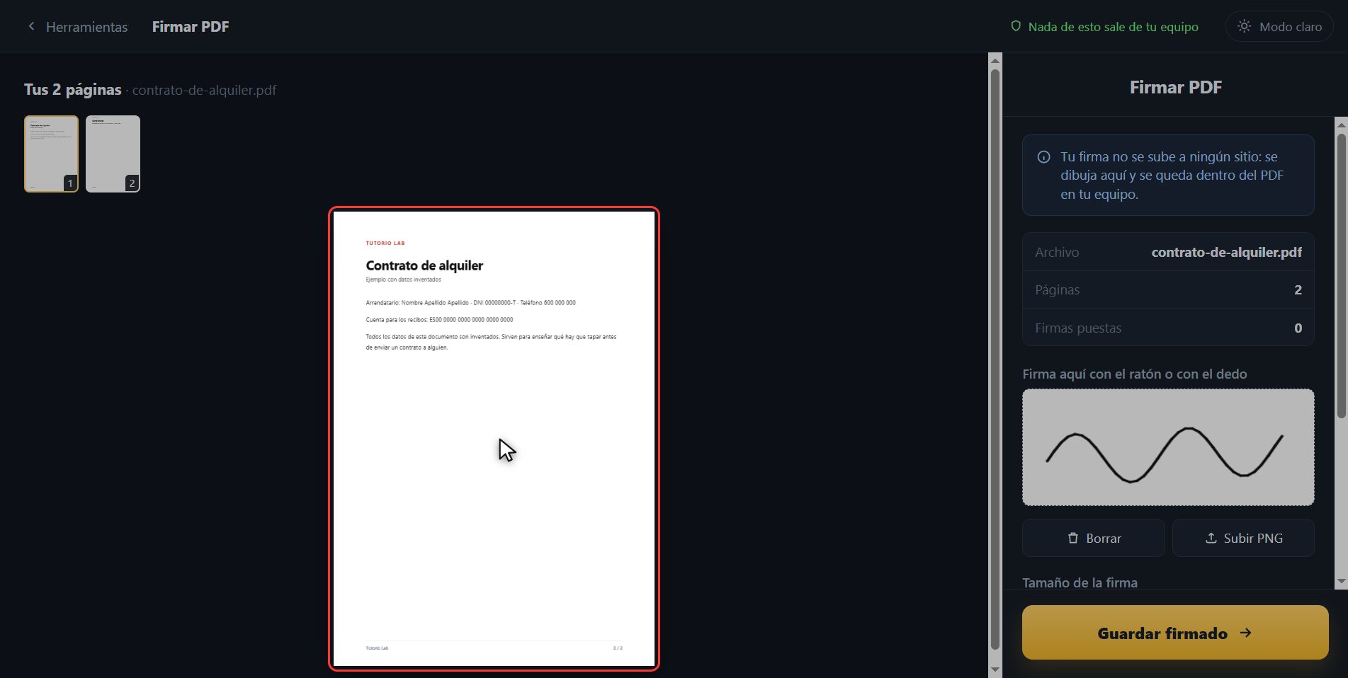 Colócala donde va — Cómo firmar un PDF