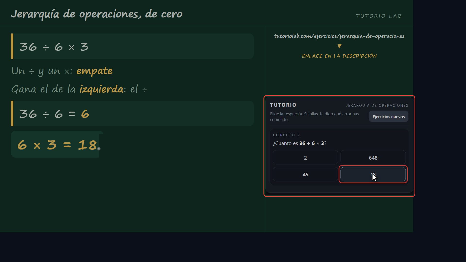 Ejercicio 2, paso a paso — Jerarquía de operaciones, de cero
