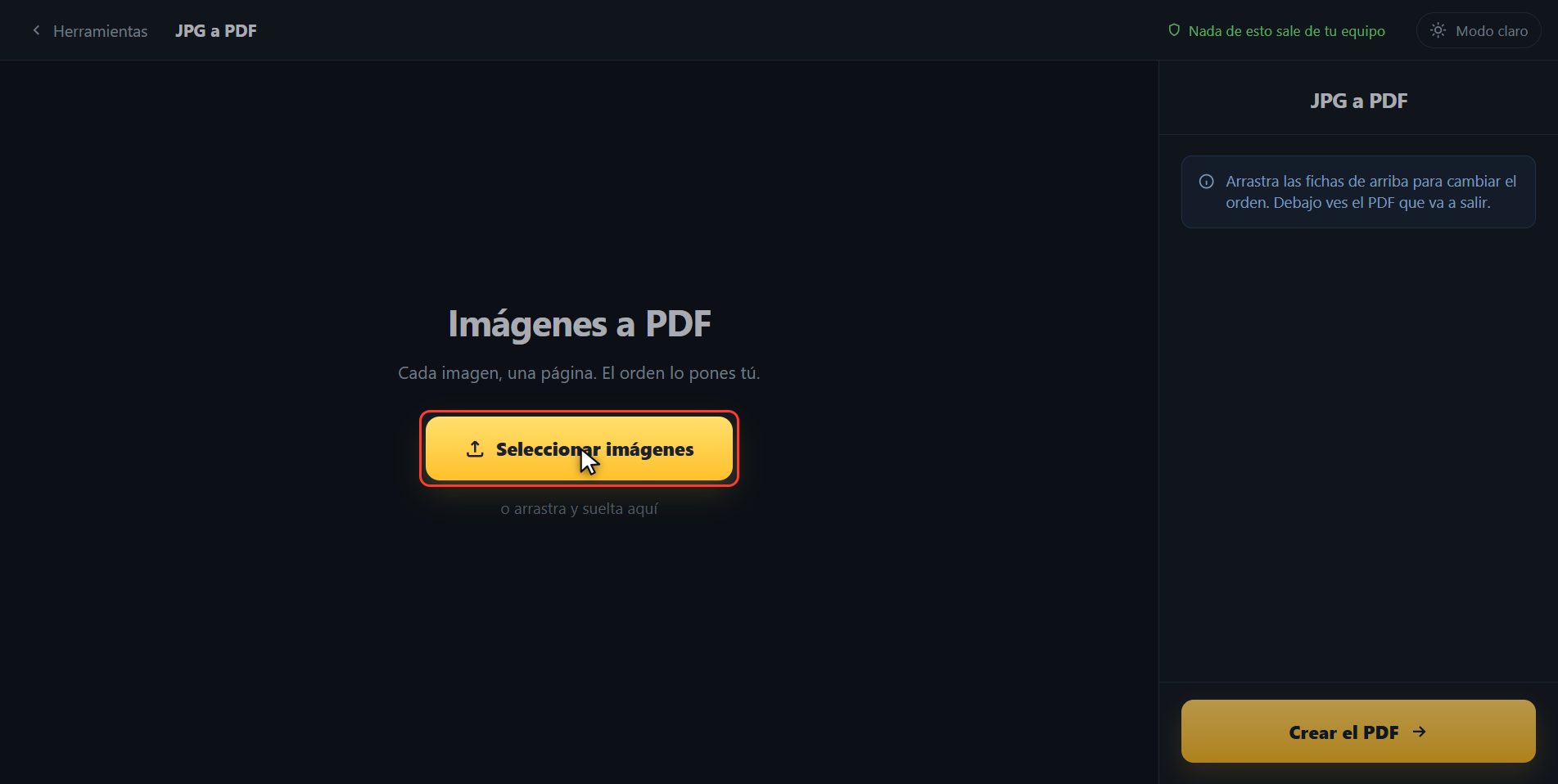 Mete tus fotos — Cómo pasar fotos a PDF