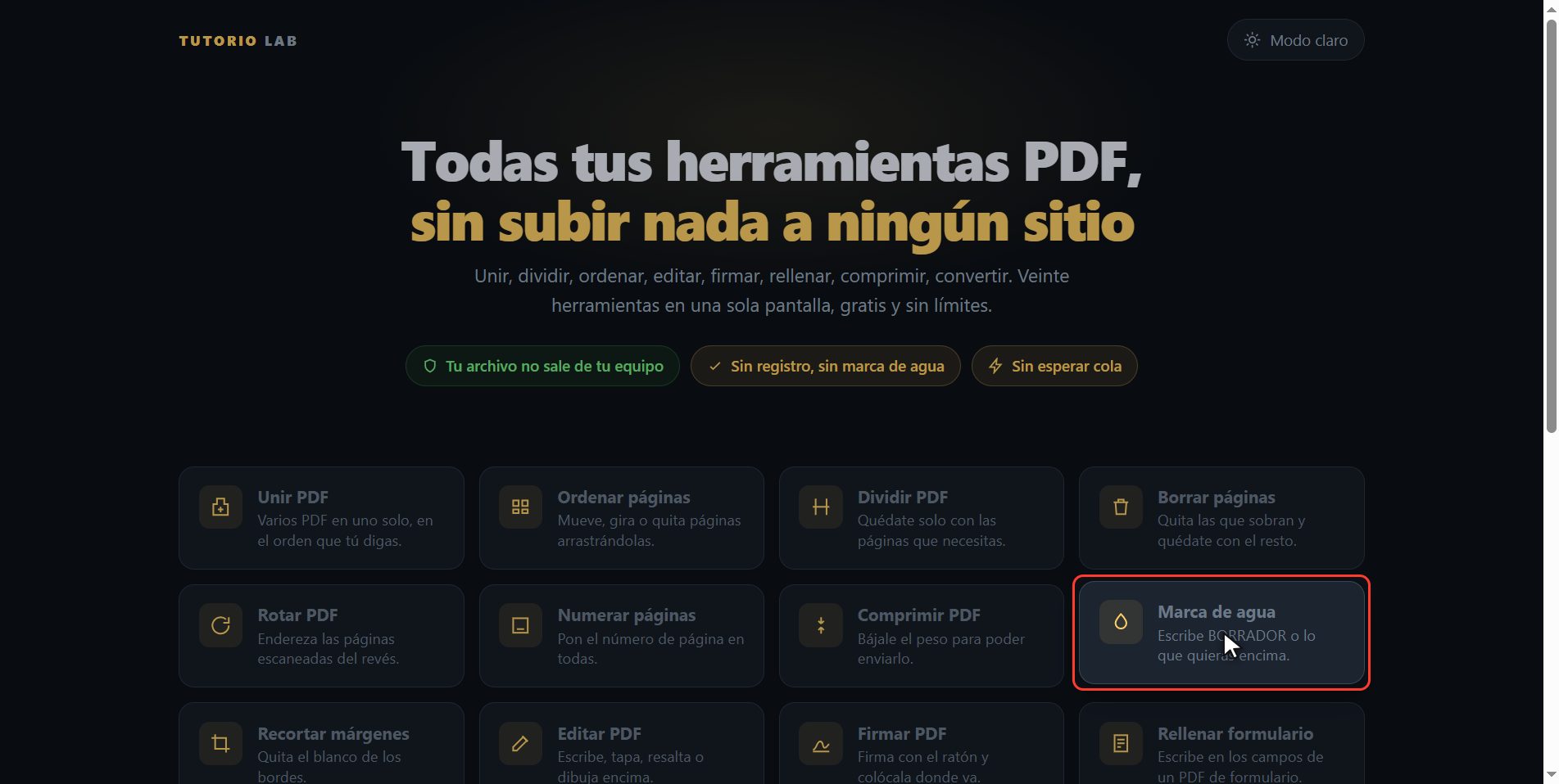Pulsa "Marca de agua" — Cómo poner una marca de agua a un PDF