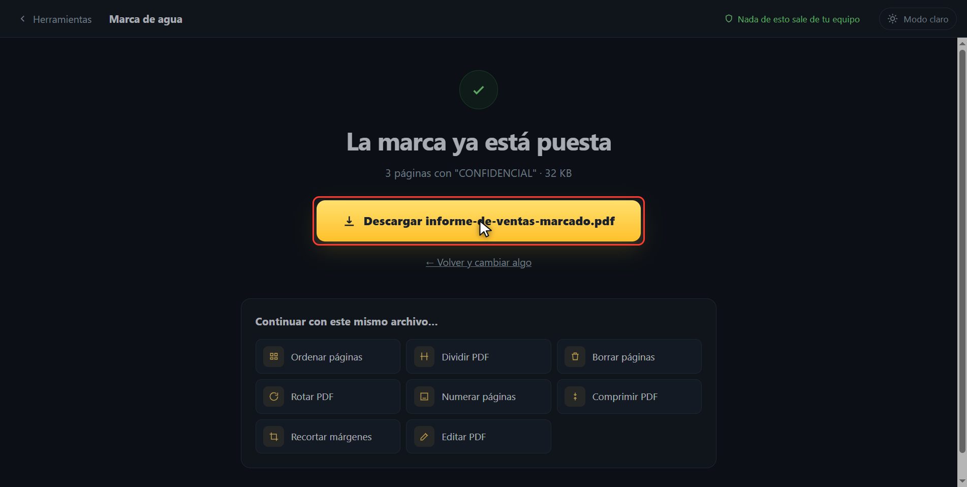 Ya lo tienes — Cómo poner una marca de agua a un PDF