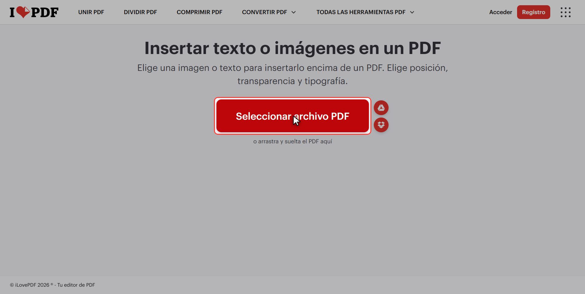 Sube tu documento — Cómo poner una marca de agua a un PDF