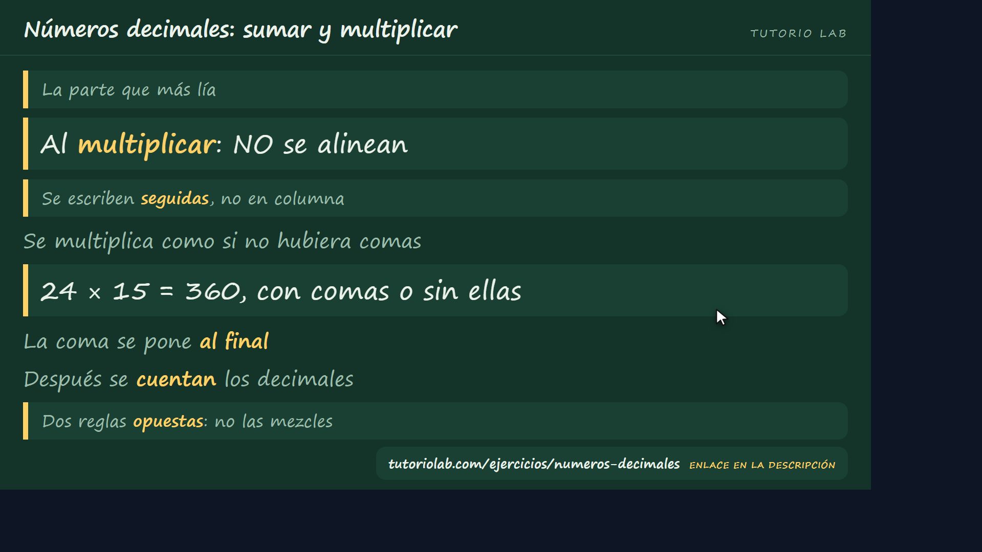 Multiplicar: la regla contraria — Números decimales: sumar y multiplicar