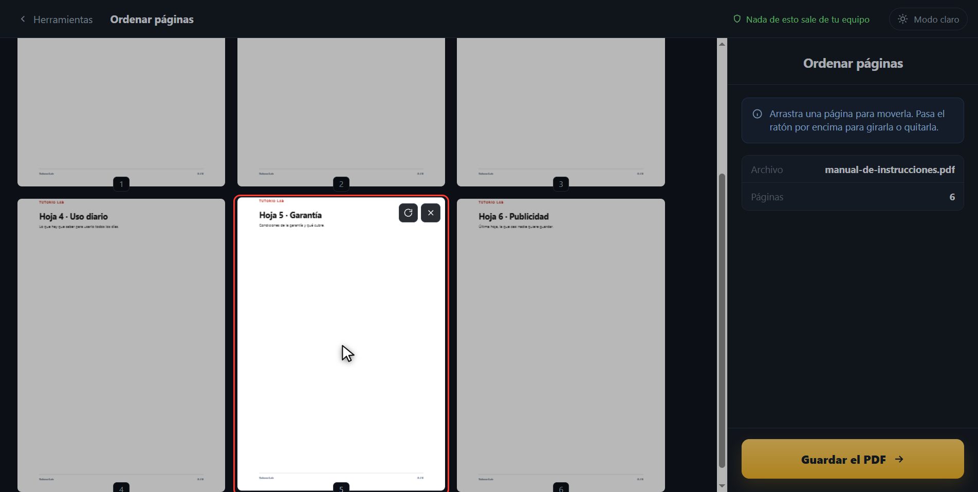 Arrastra las hojas — Cómo cambiar el orden de las páginas de un PDF
