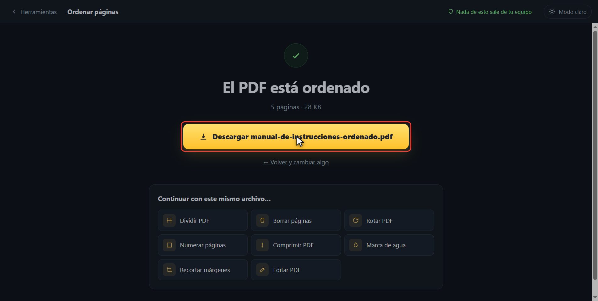 Ya lo tienes — Cómo cambiar el orden de las páginas de un PDF
