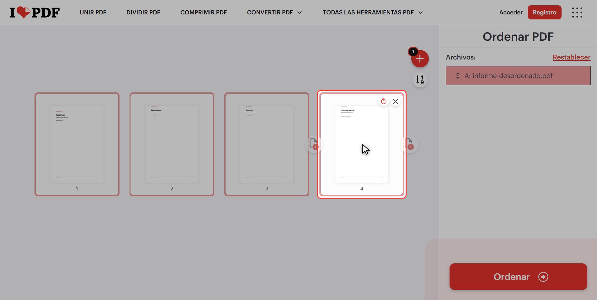 Arrastra la hoja a su sitio — Cómo cambiar el orden de las páginas de un PDF