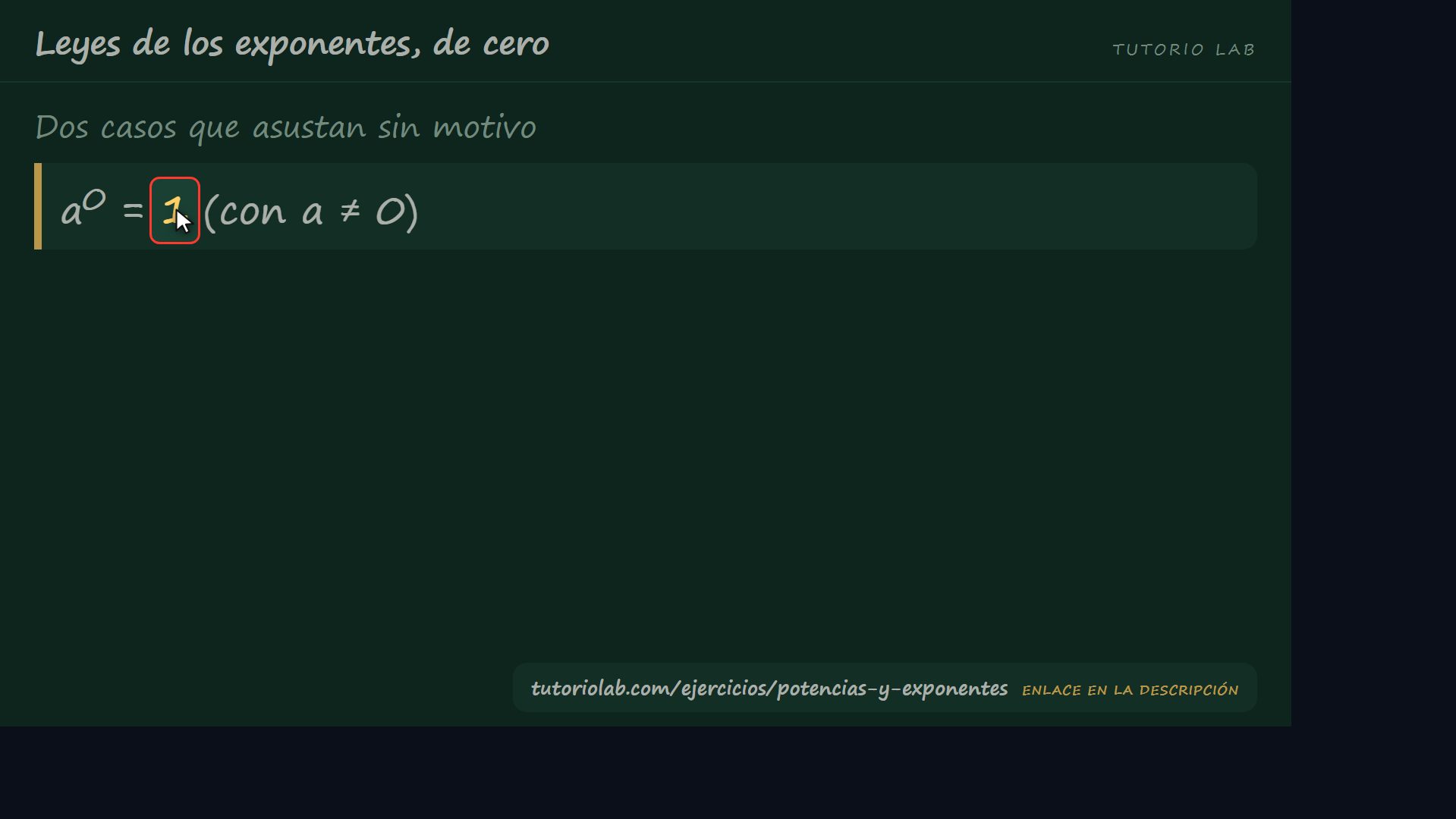 Exponente cero y negativo — Leyes de los exponentes, de cero