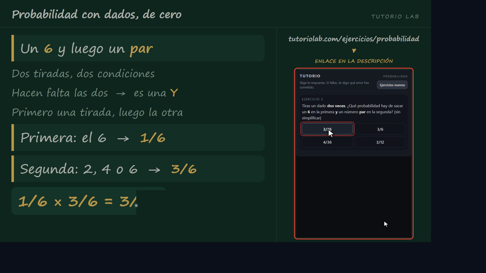 Ejercicio 2, paso a paso — Probabilidad con dados, de cero