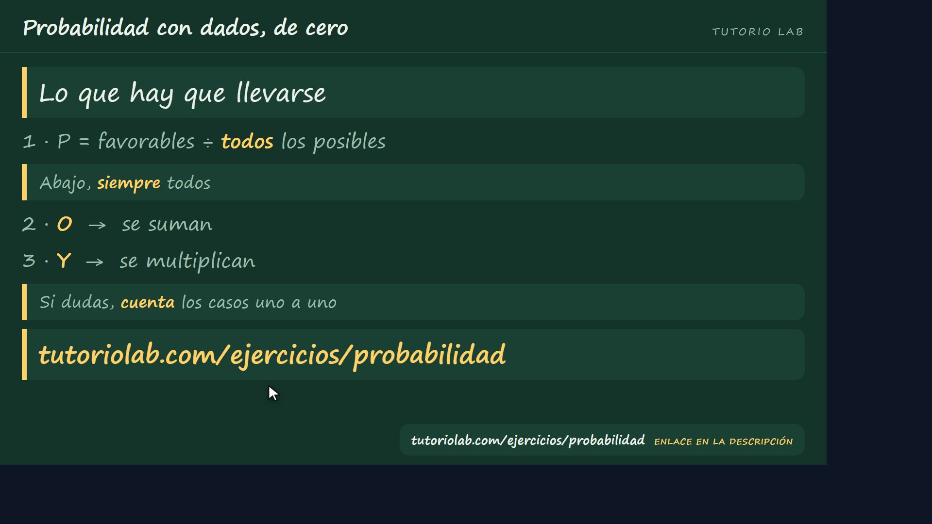 Lo que hay que llevarse — Probabilidad con dados, de cero