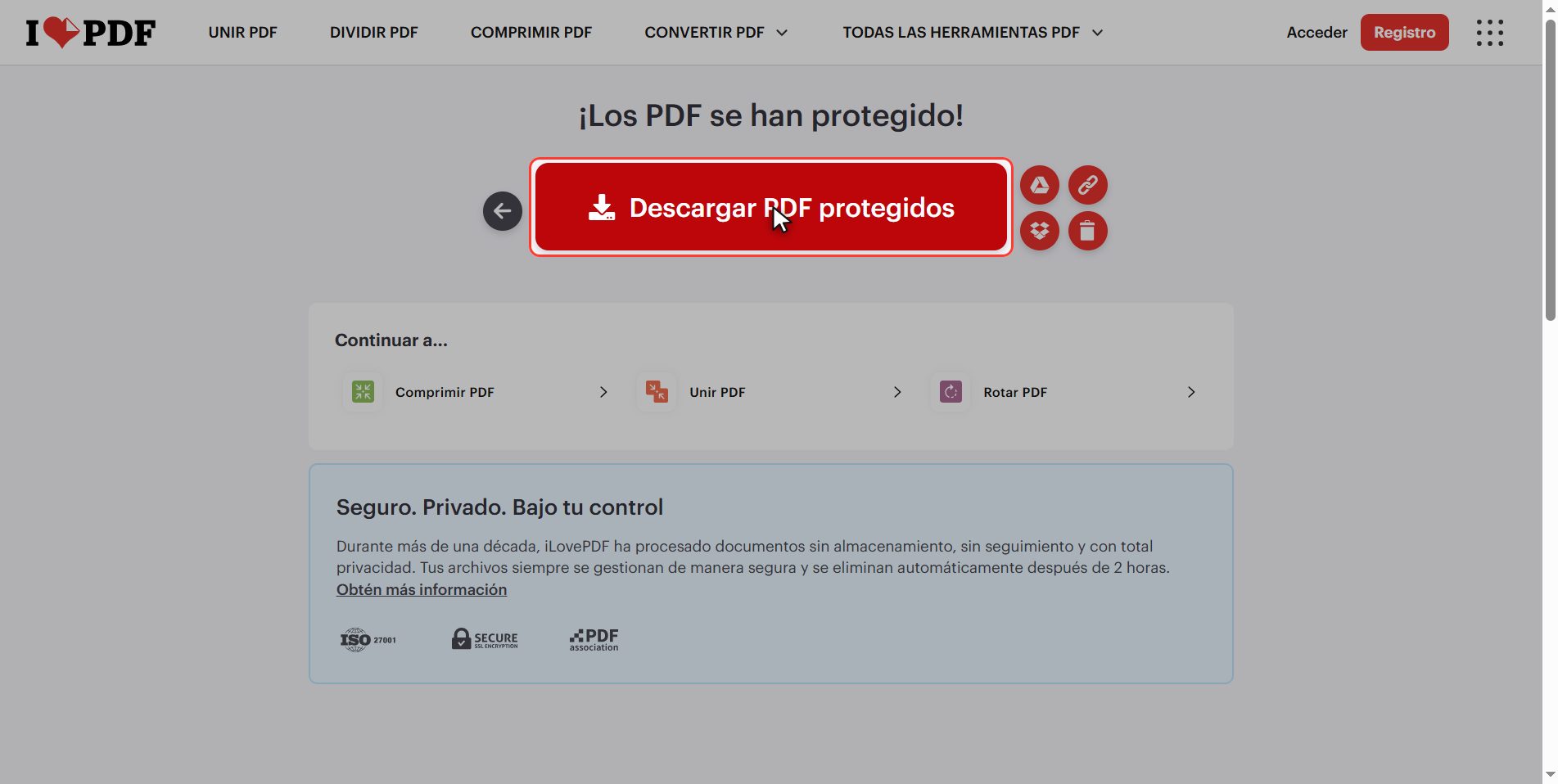 Descarga el PDF protegido — Cómo poner contraseña a un PDF