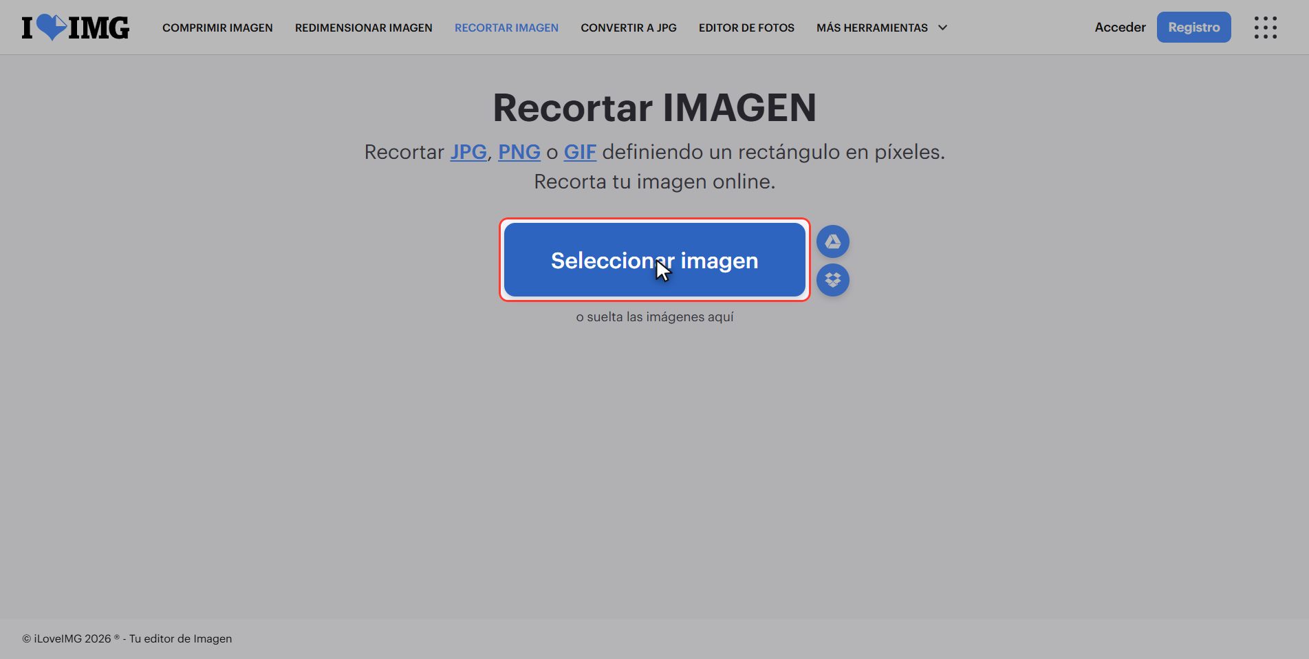Sube tu foto — Cómo recortar una imagen