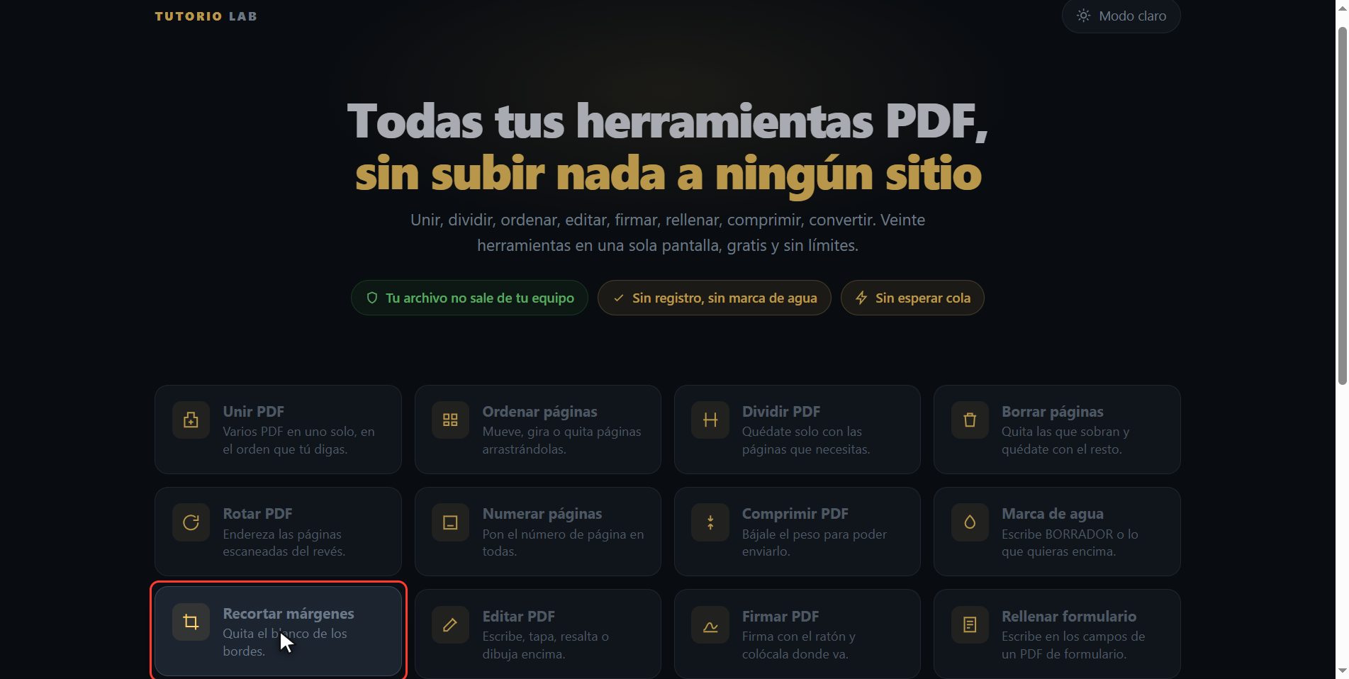 Pulsa "Recortar márgenes" — Cómo recortar los márgenes de un PDF