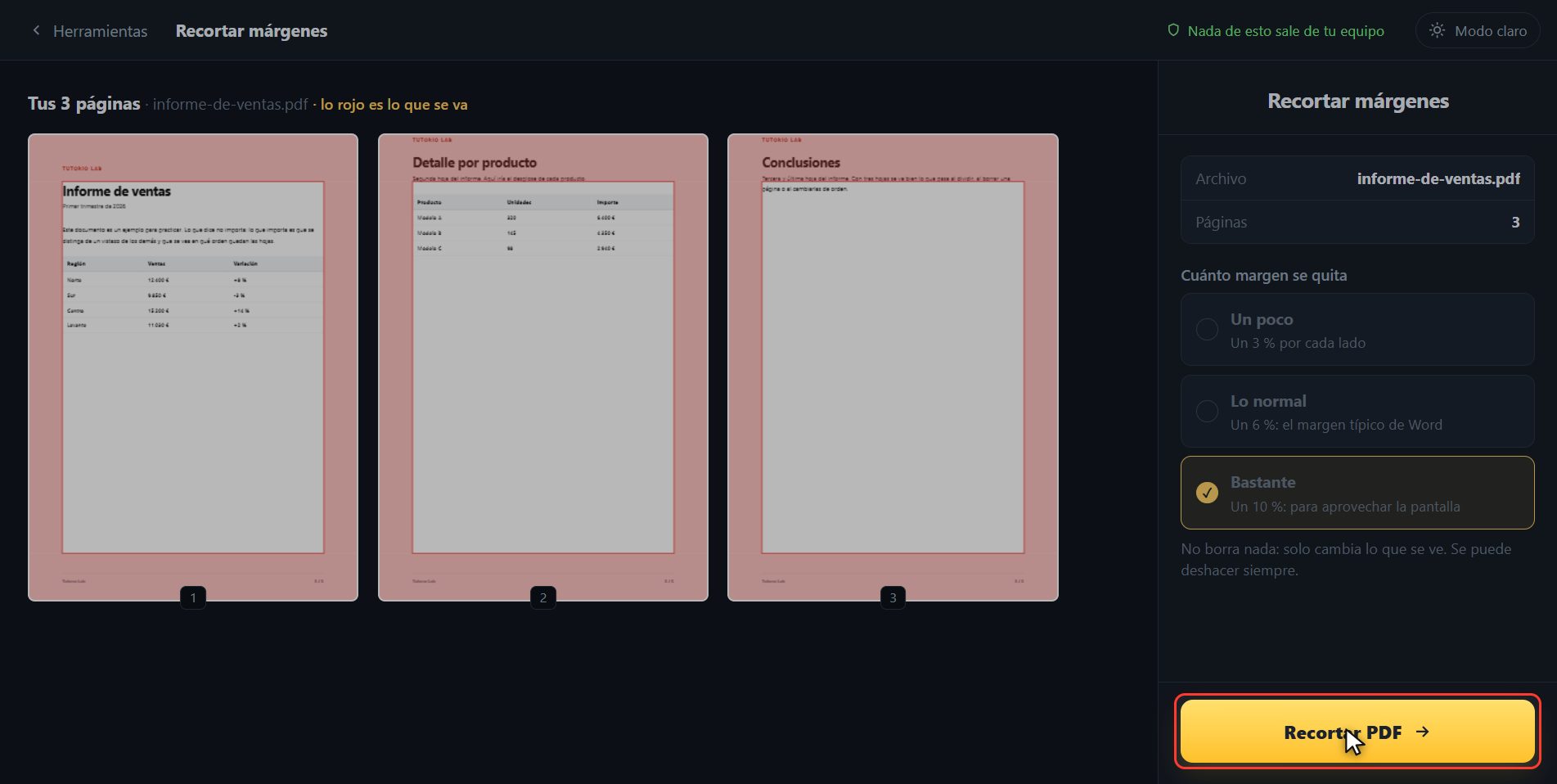 Recórtalo — Cómo recortar los márgenes de un PDF