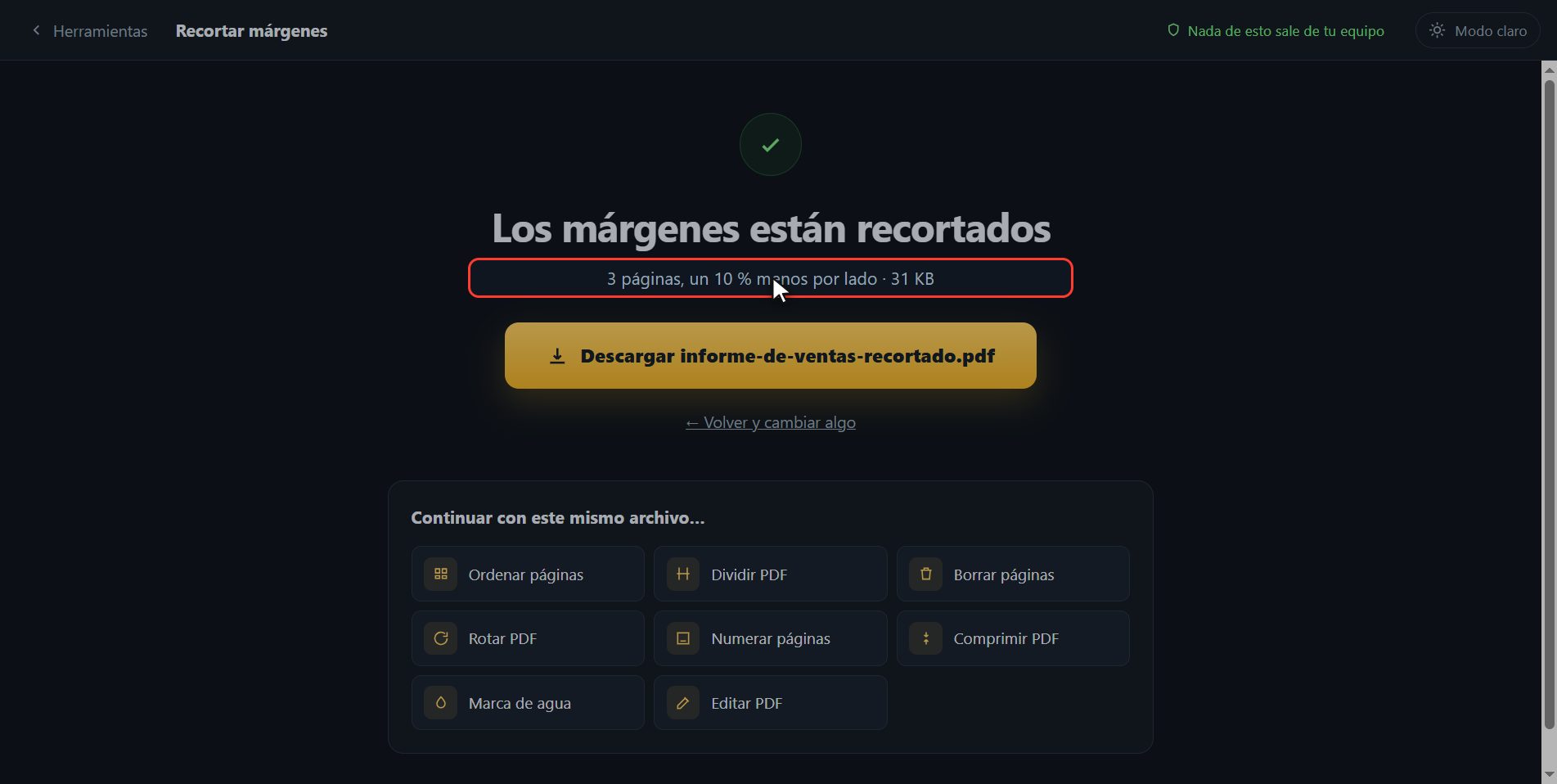 Ya lo tienes — Cómo recortar los márgenes de un PDF