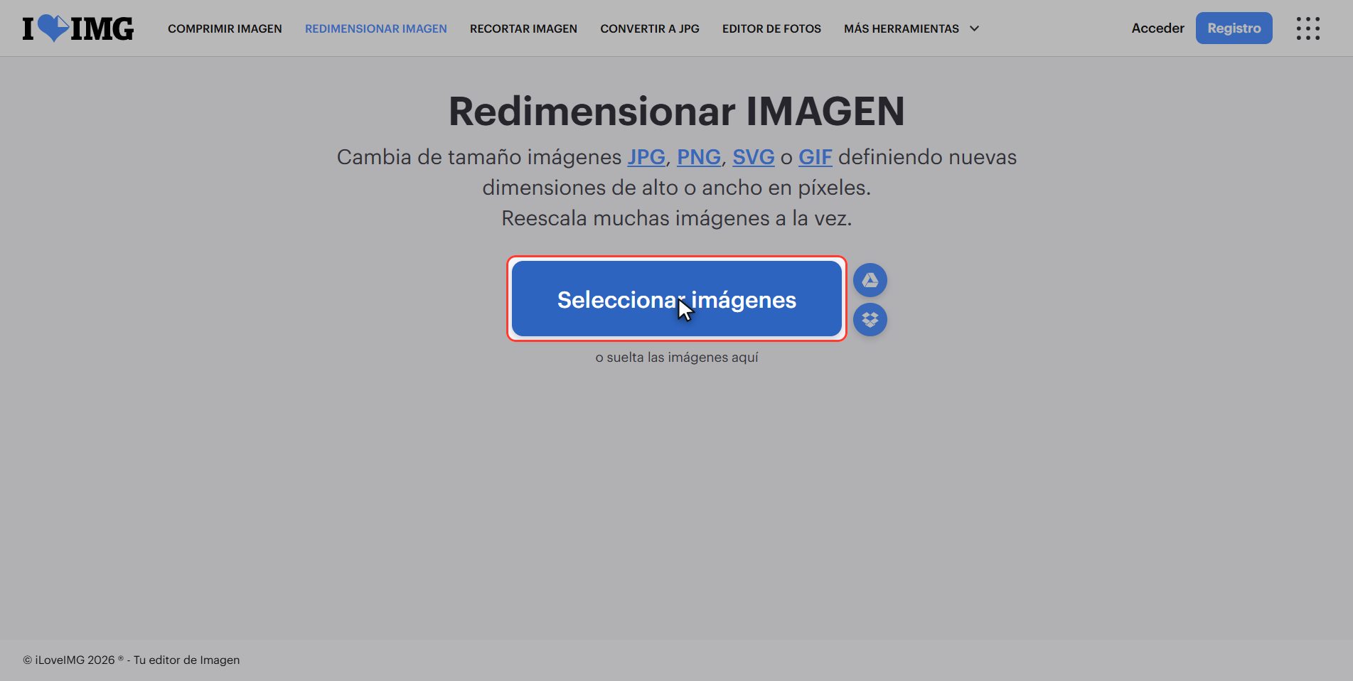 Sube tu foto — Cómo cambiar el tamaño de una imagen