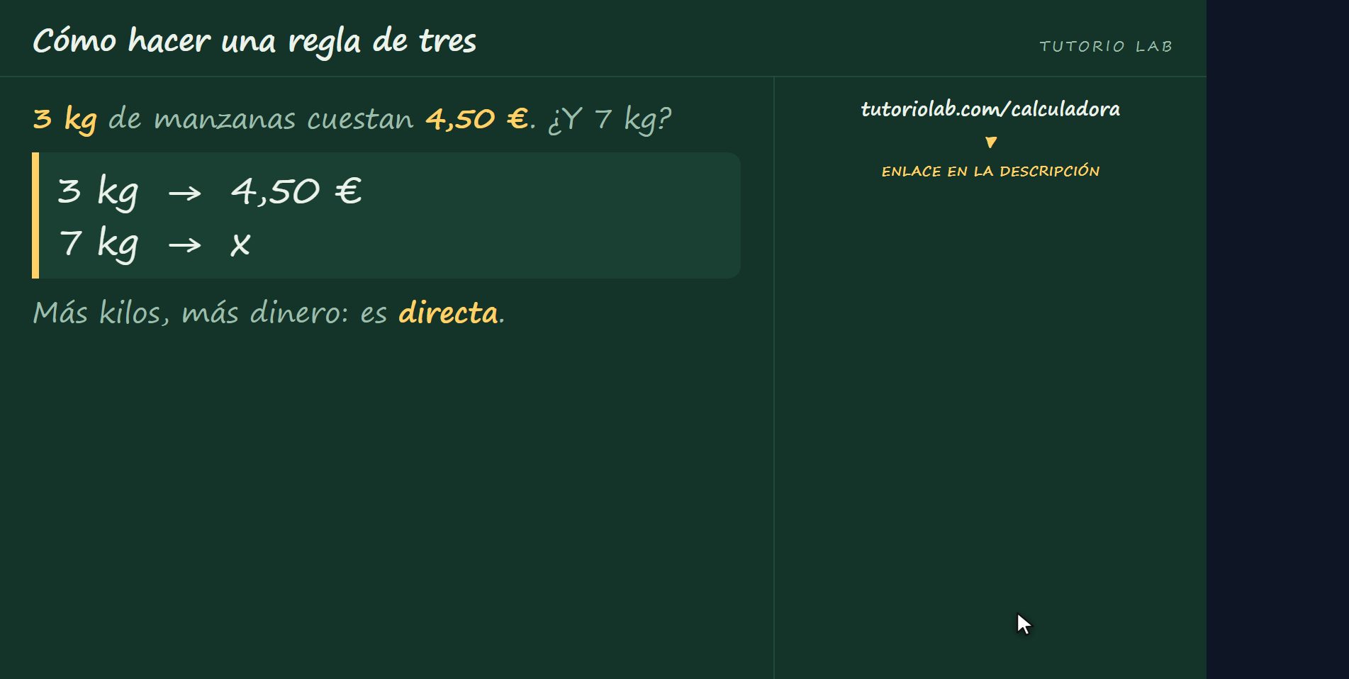 Un ejemplo directo — Cómo hacer una regla de tres