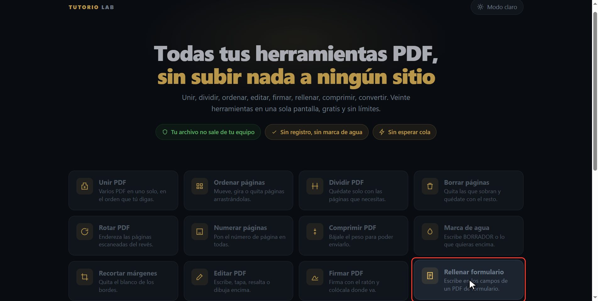 Pulsa "Rellenar formulario" — Cómo rellenar un formulario en PDF