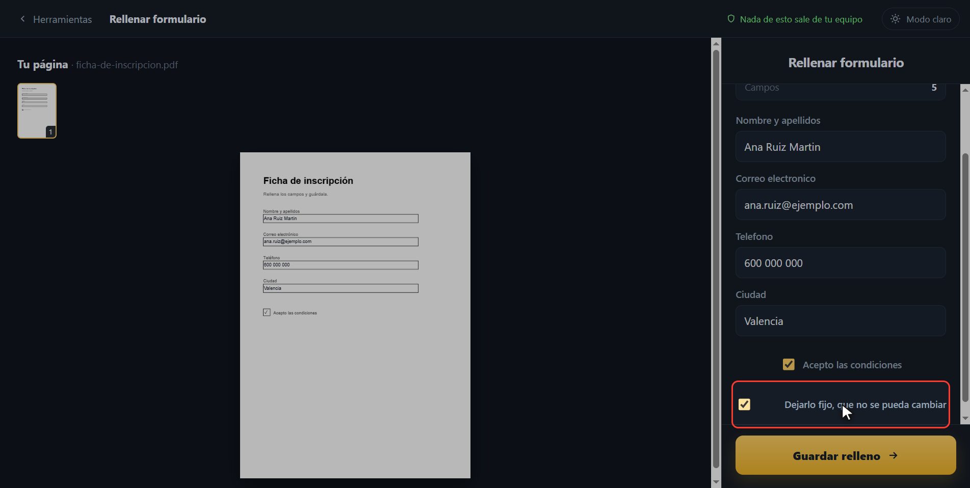 Déjalo fijo — Cómo rellenar un formulario en PDF