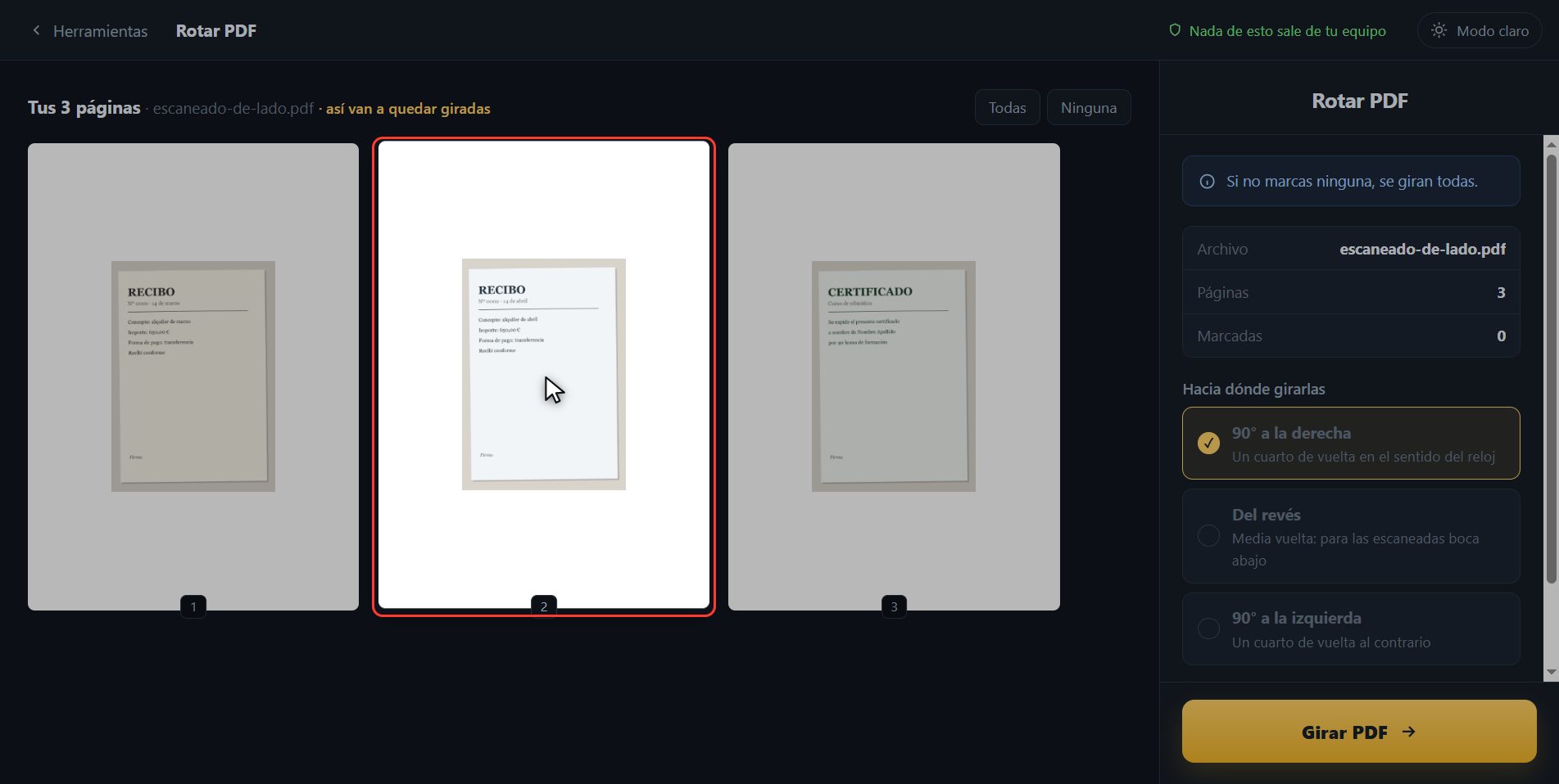 Gíralo solo si quieres alguna — Cómo rotar un PDF y que se guarde