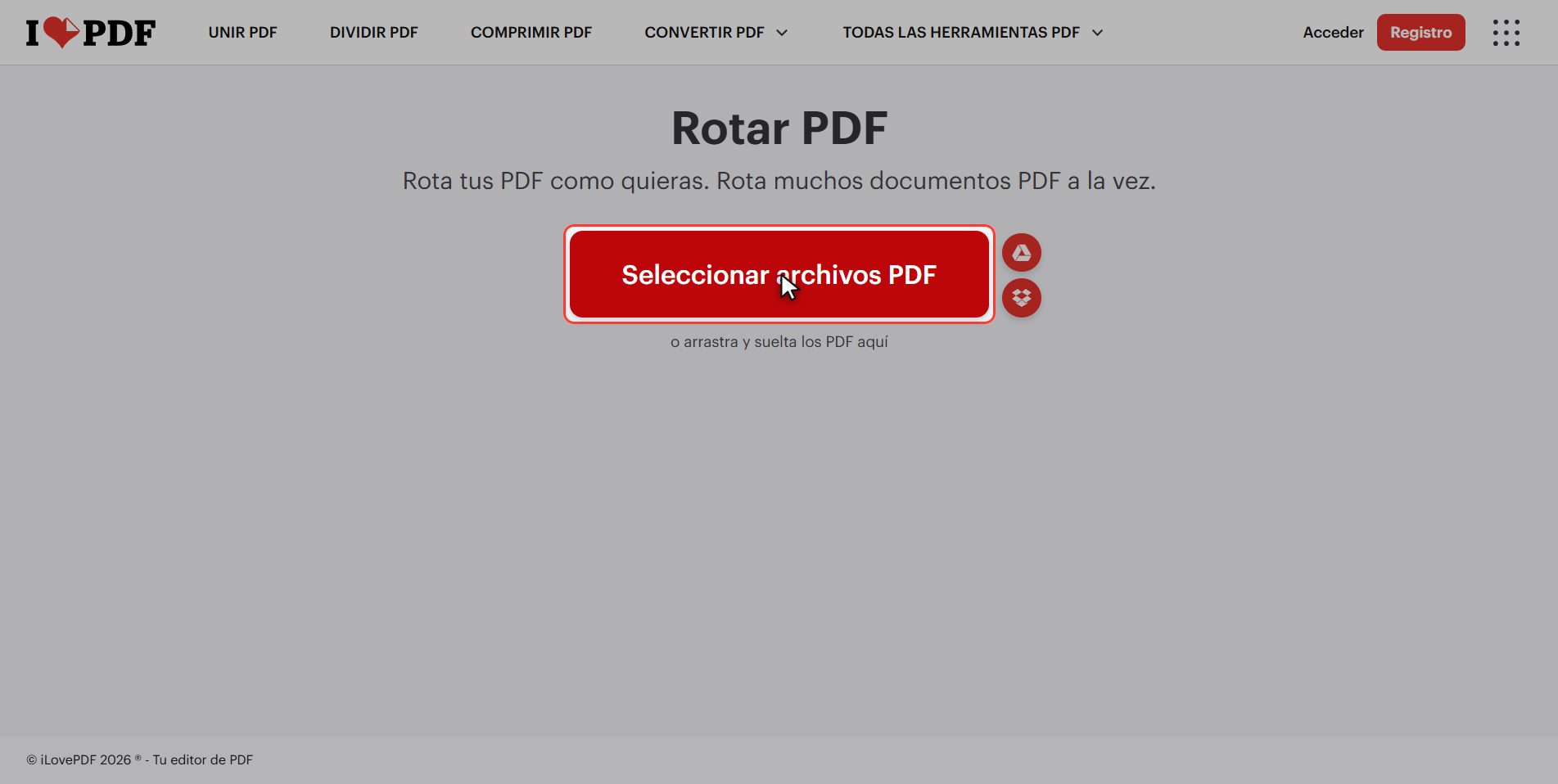 Sube tu PDF — Cómo girar un PDF y que se quede girado