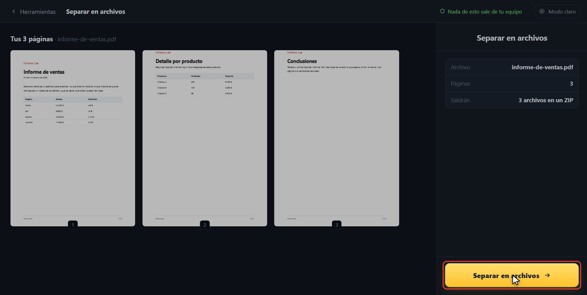 Sepáralo — Cómo separar un PDF en varios archivos