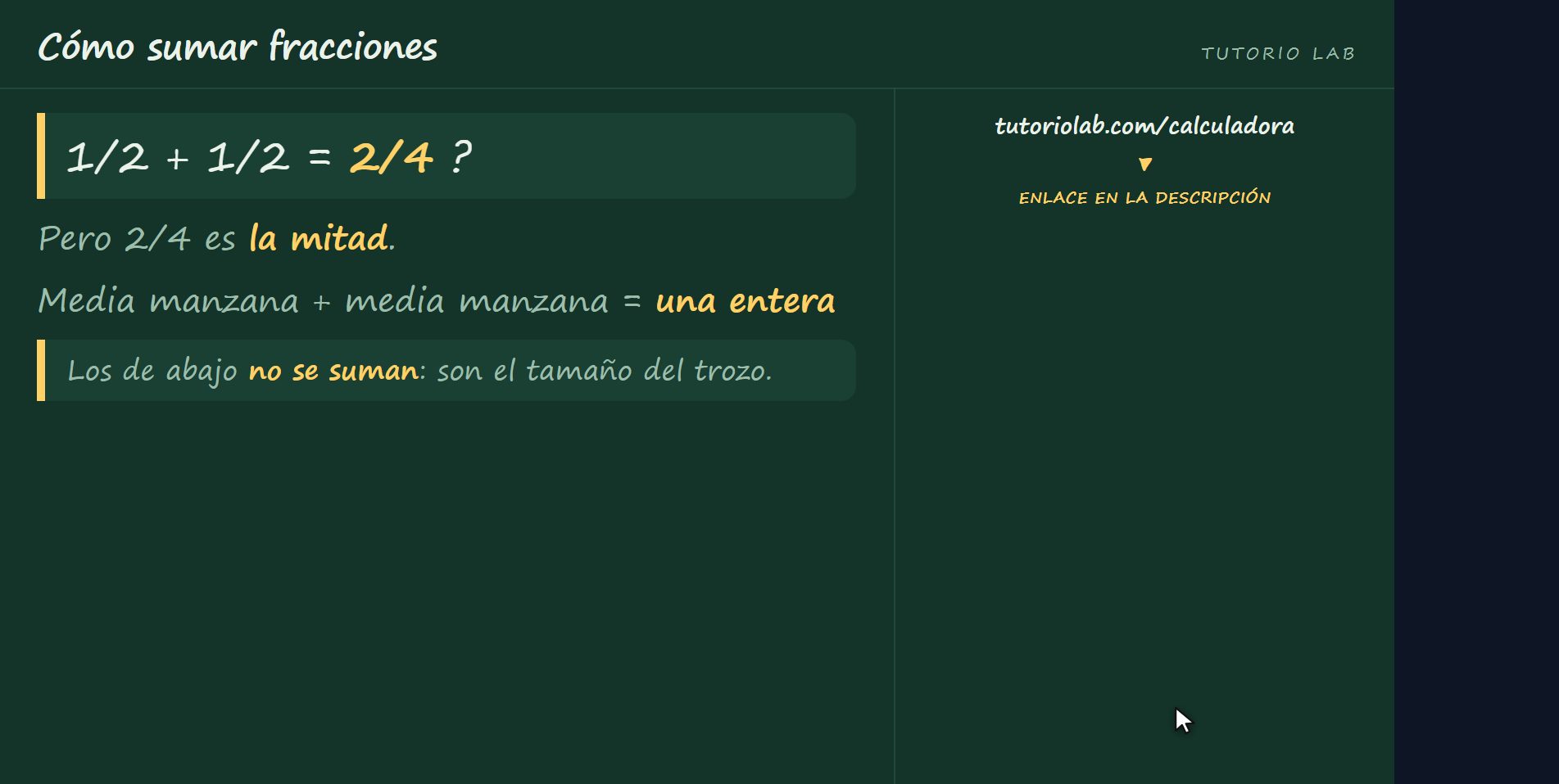 El error de sumar abajo — Cómo sumar fracciones