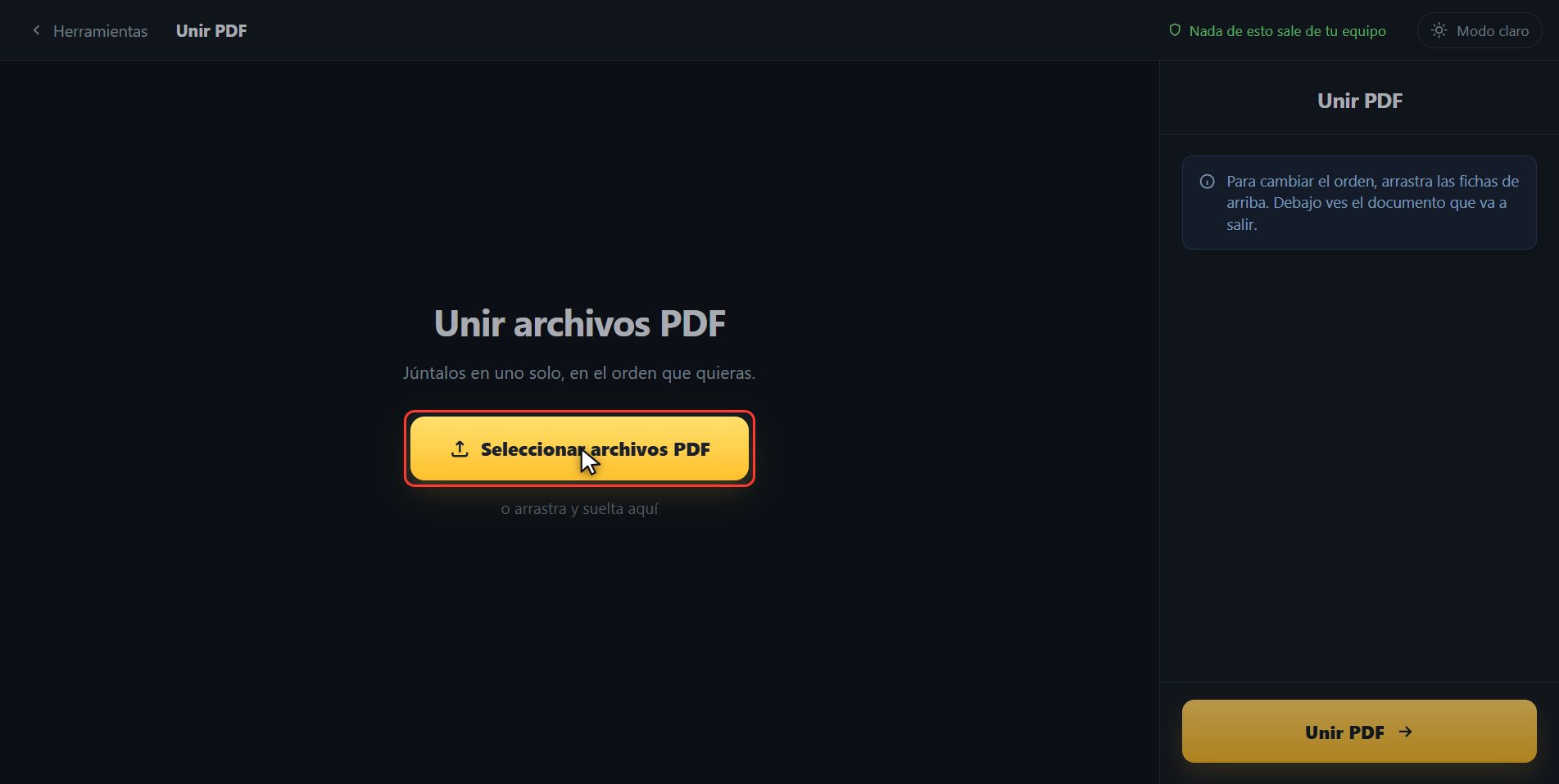 Mete tus archivos — Cómo unir varios PDF en uno solo