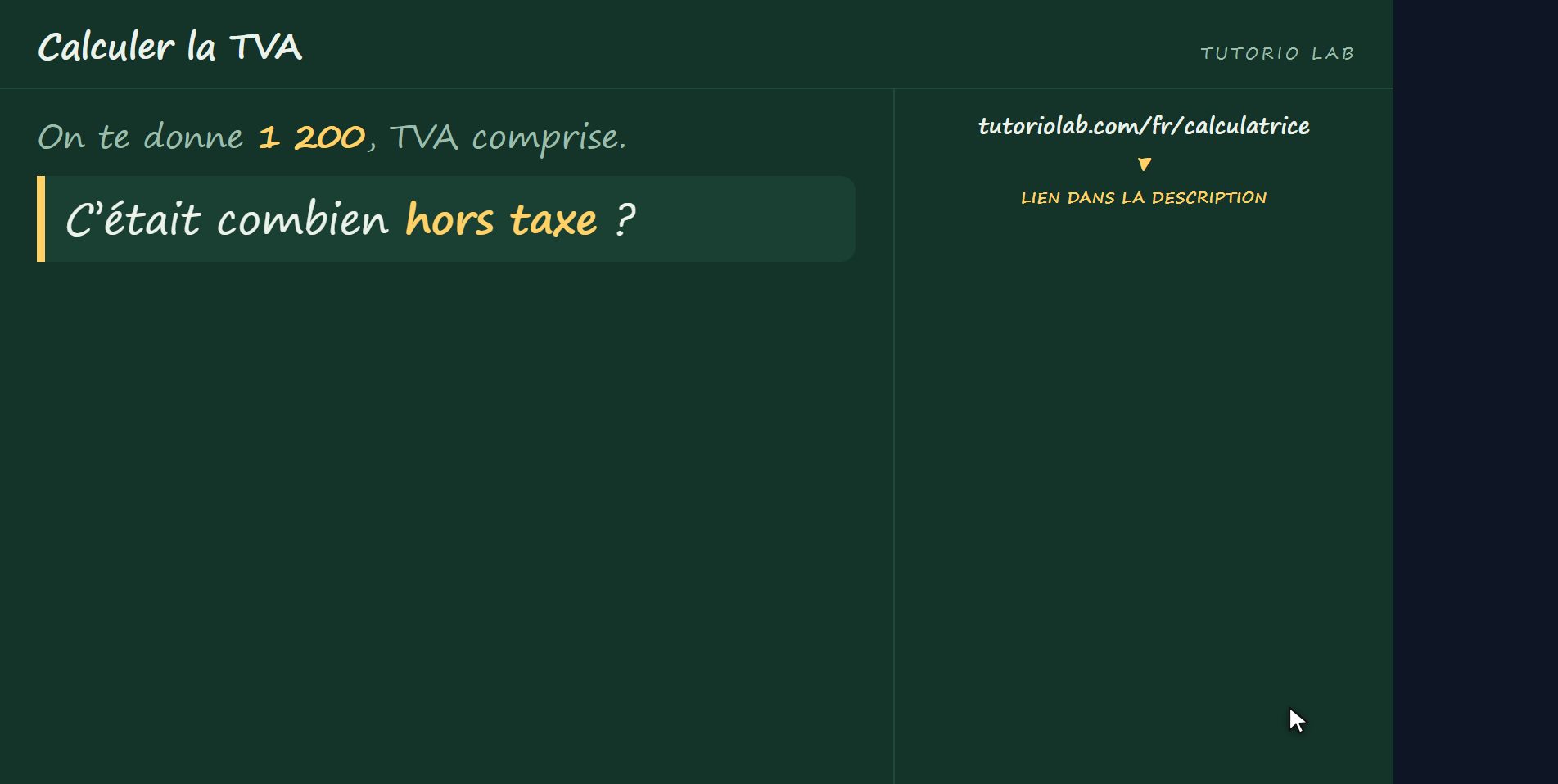 Maintenant à l’envers — Calculer la TVA