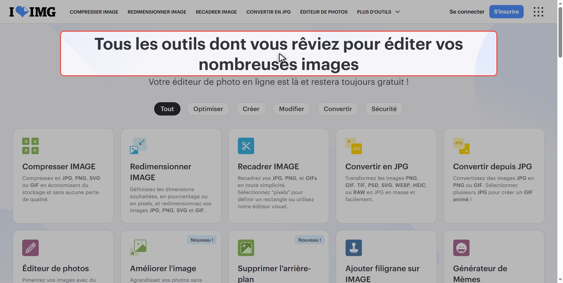 Allez sur iLoveIMG — Comment réduire le poids d’une photo