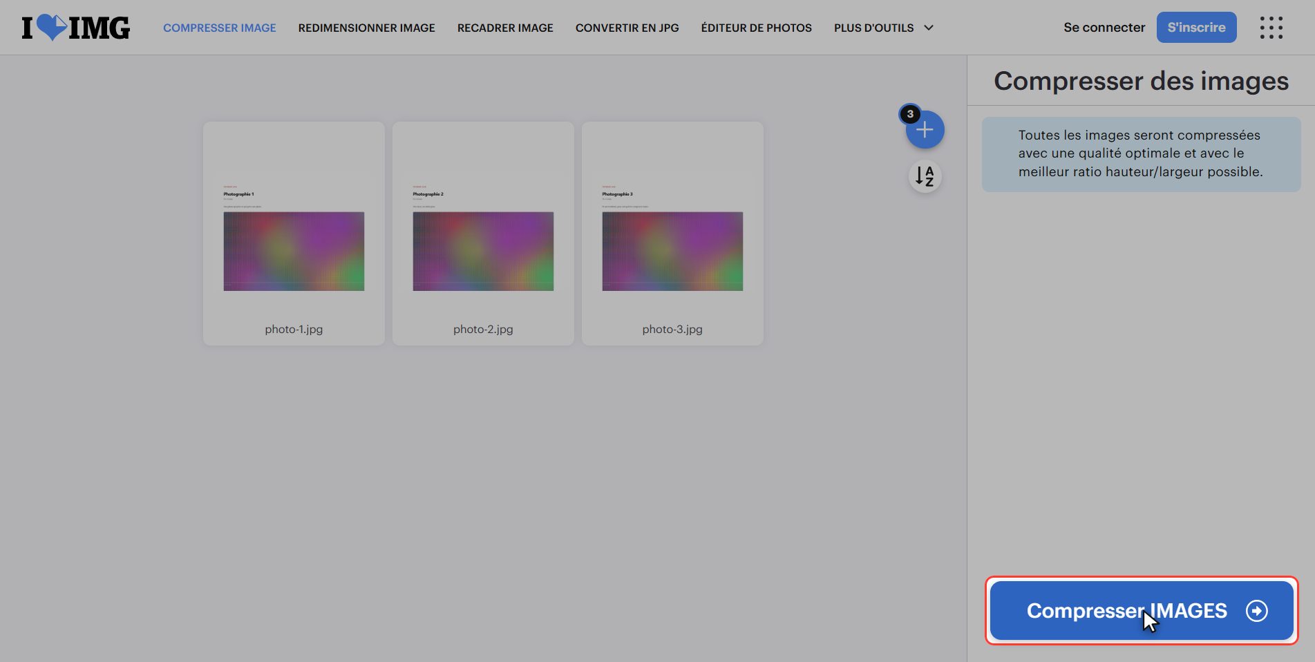 Cliquez sur "Compresser images" — Comment réduire le poids d’une photo