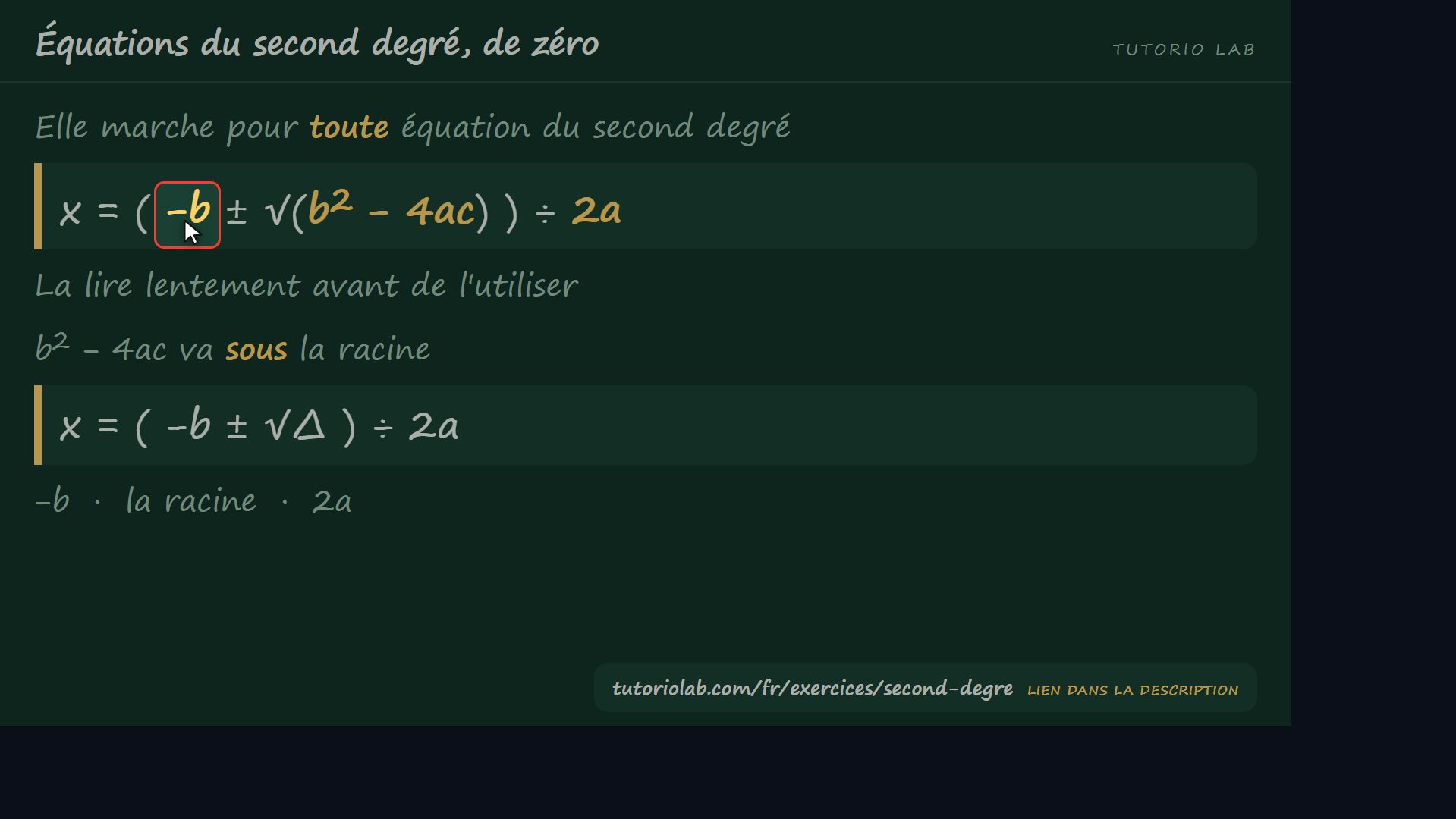 La formule du second degré — Équations du second degré, de zéro