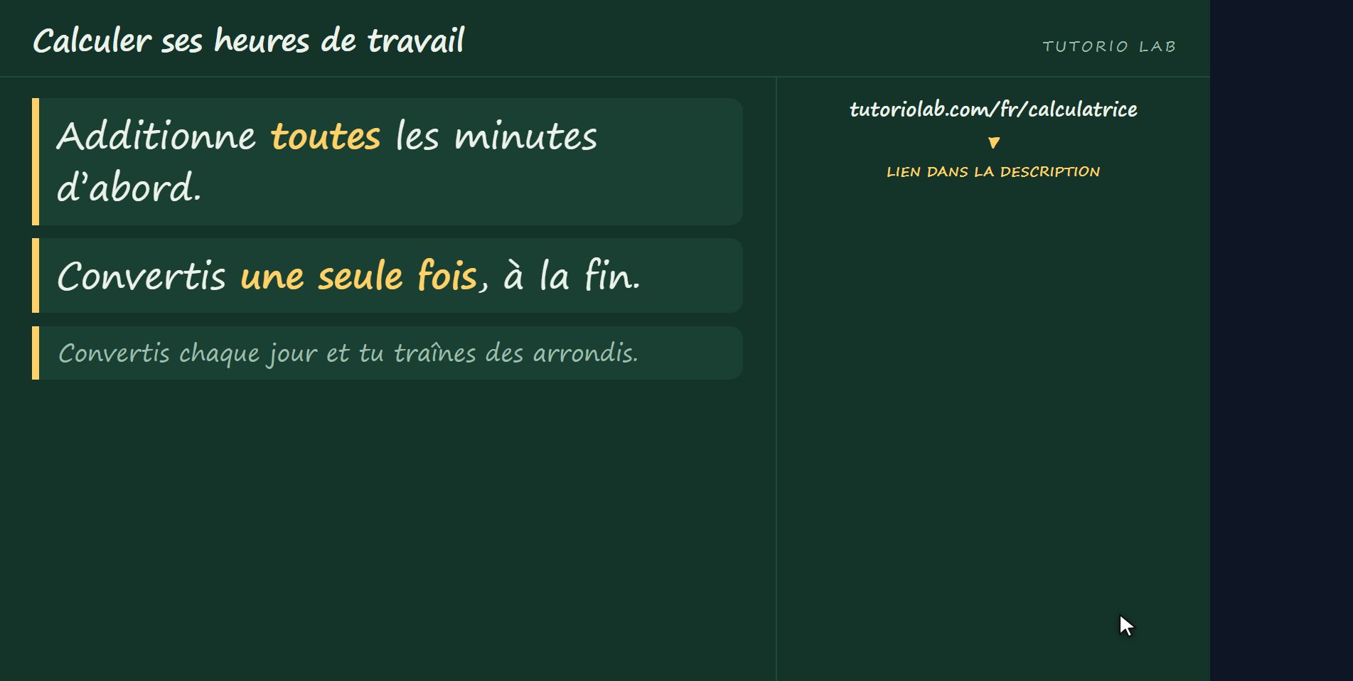 La semaine entière — Calculer ses heures de travail