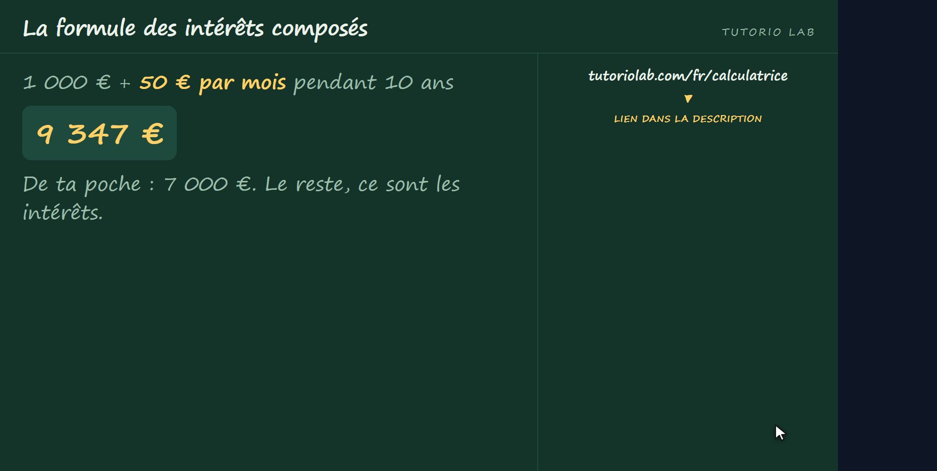 En ajoutant chaque mois — La formule des intérêts composés
