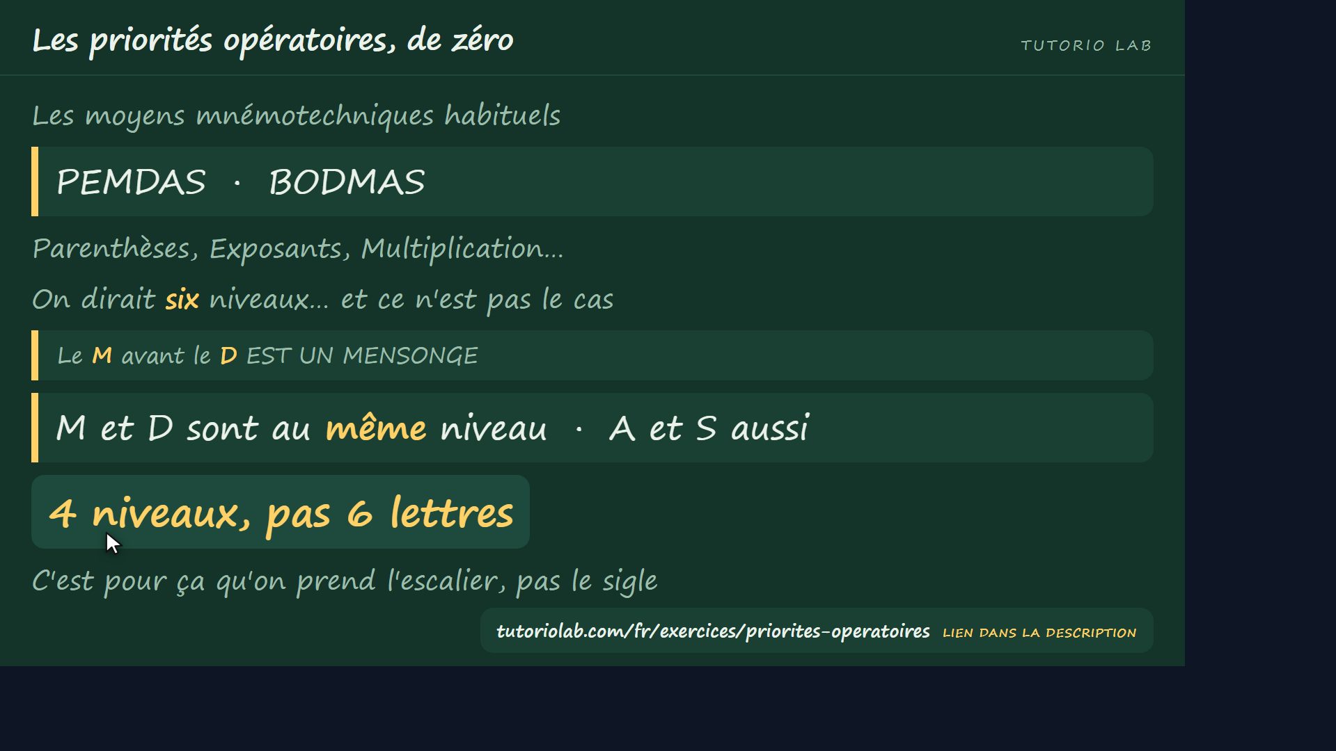 PEMDAS et son piège — Les priorités opératoires, de zéro